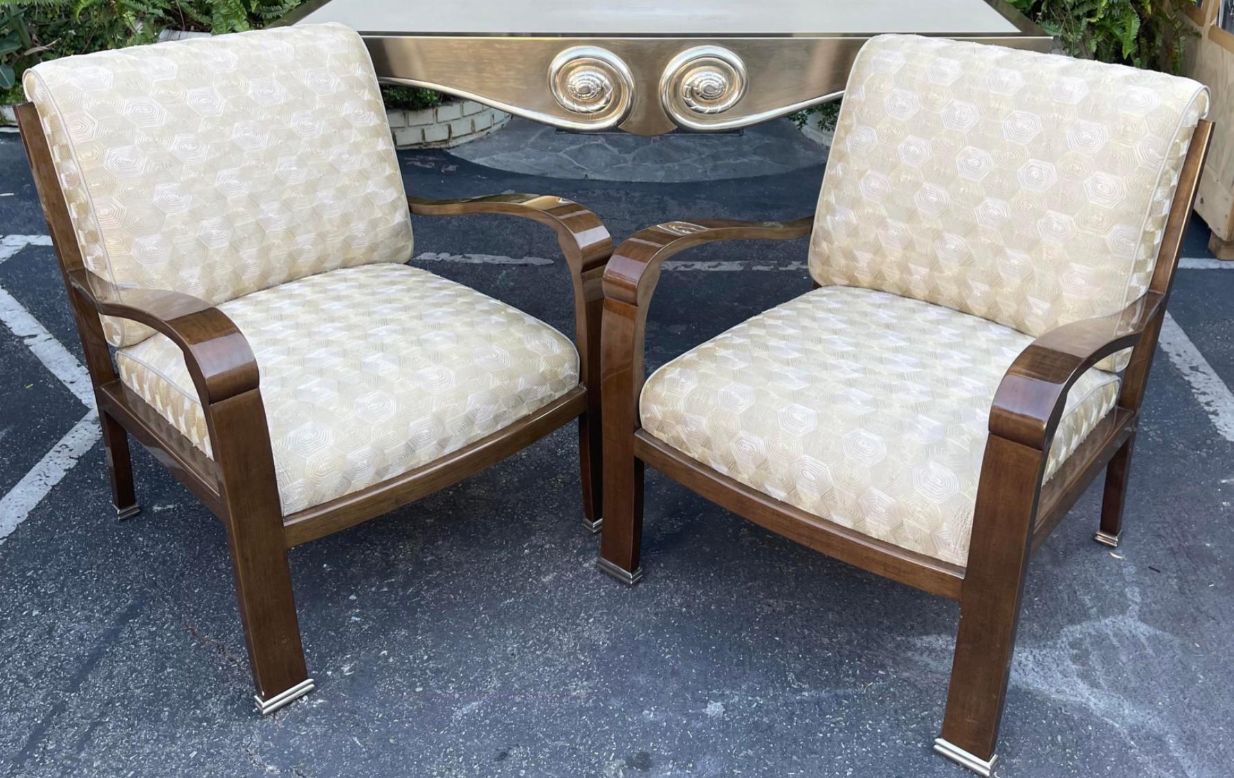 American Pair of Art Deco Style Sally Sirkin Lewis for J. Robert Scott Club Chairs