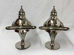 Pareja de esculturas de Papá Noel de estilo Art Déco