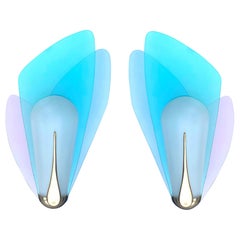 Pair of Art Deco Style Sconces with Colored Glasses