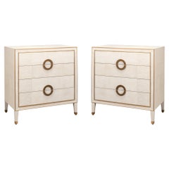 Pair of Art Deco Style Shagreen Chests of Drawers, Ivory