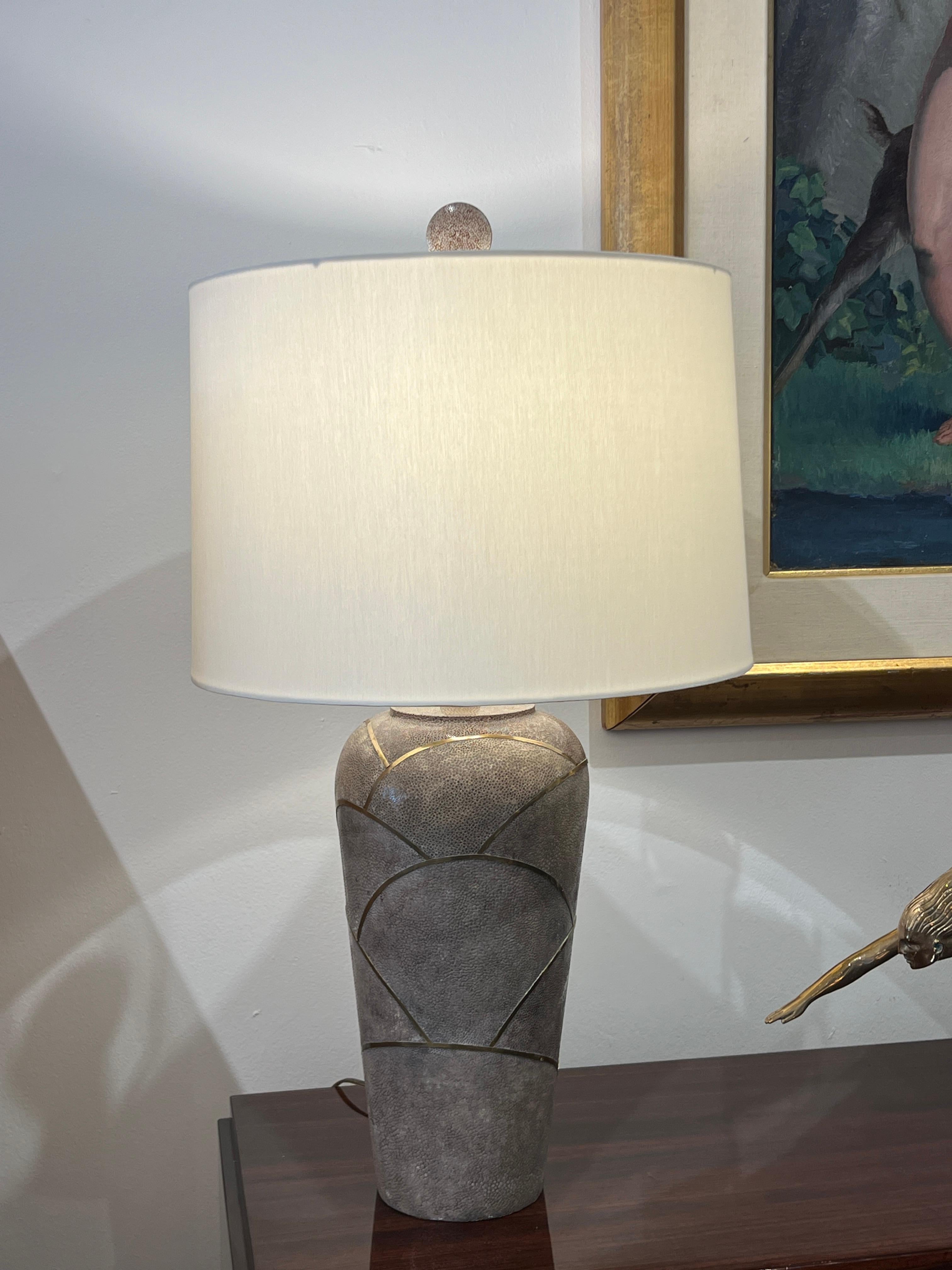 Pair of Mid-Century Style Shagreen Table Lamps 1