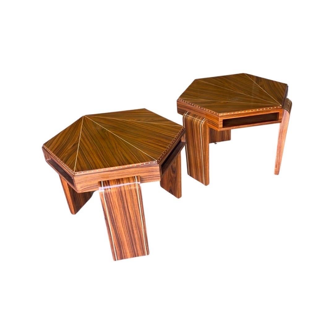 French Pair of Art Deco Style Side Tables