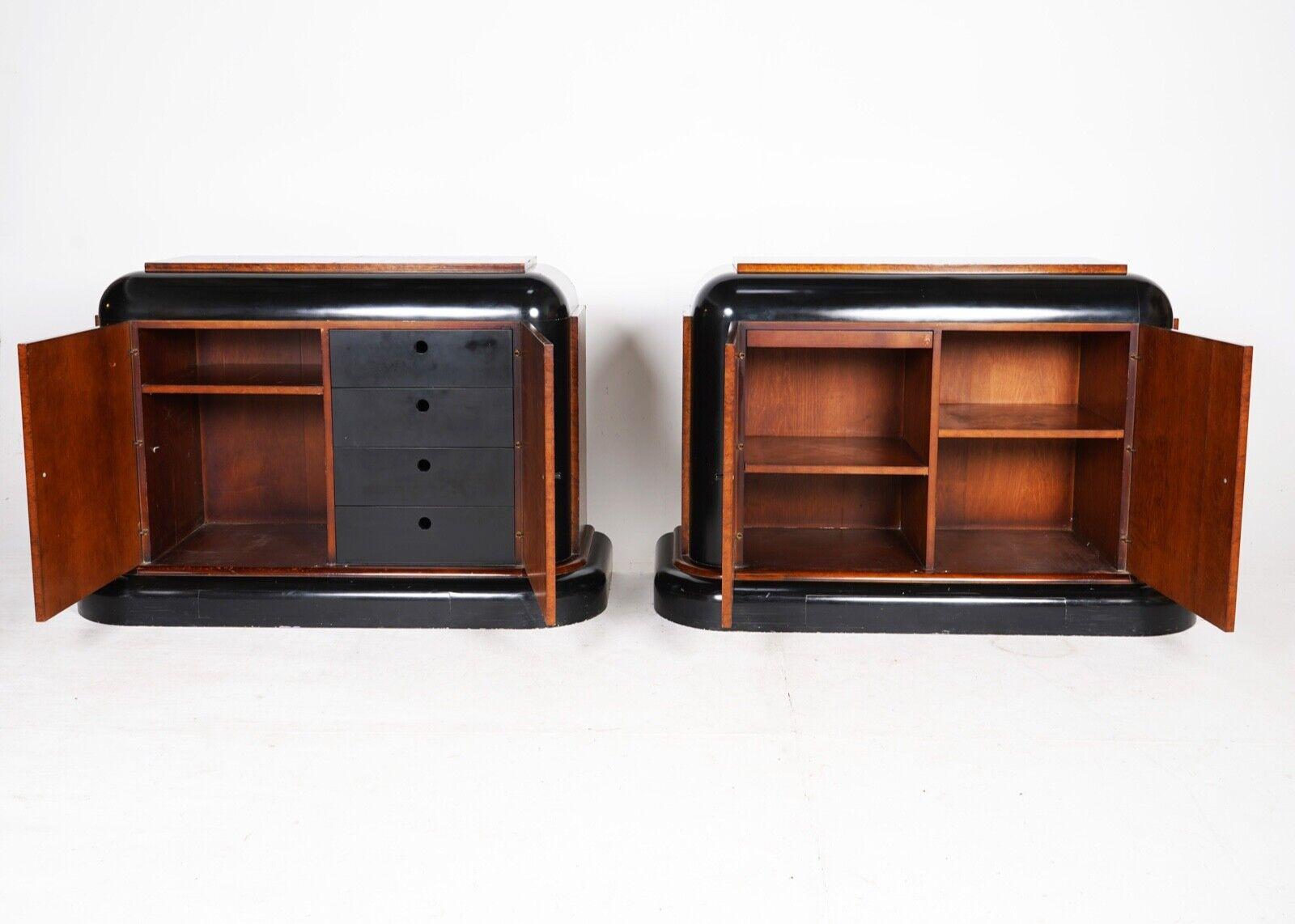 British Pair Of Art Deco Style Sideboard Cabinets