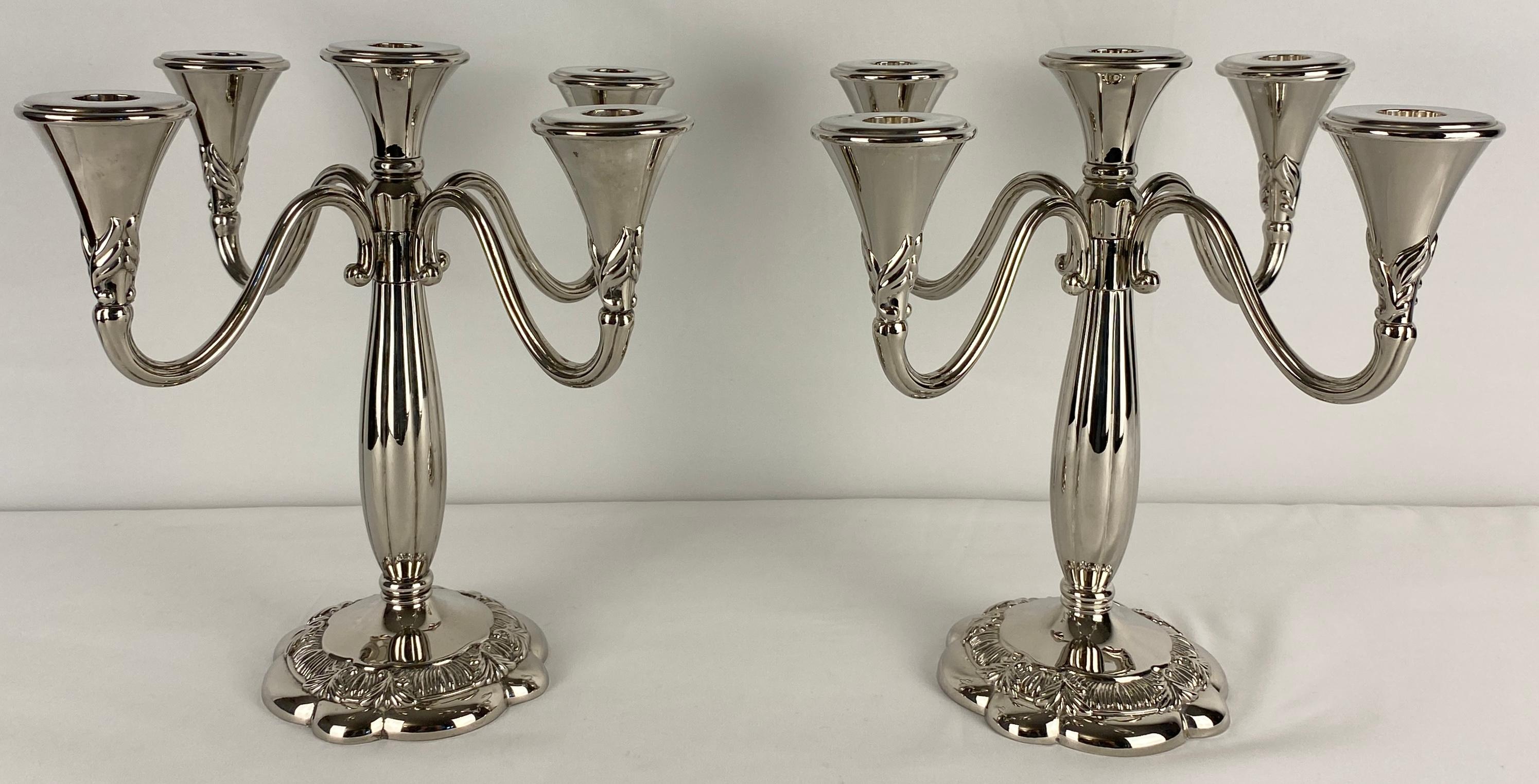 20th Century Pair of Art Deco Style Silver Plated Candelabras by Royal Gallery For Sale