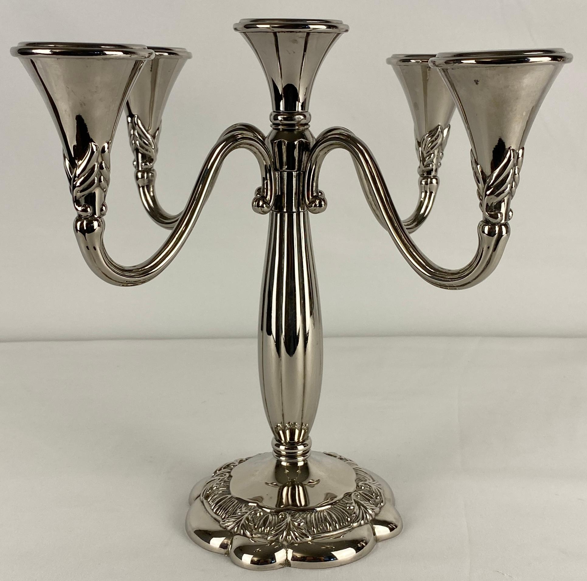 Pair of Art Deco Style Silver Plated Candelabras by Royal Gallery For Sale 2