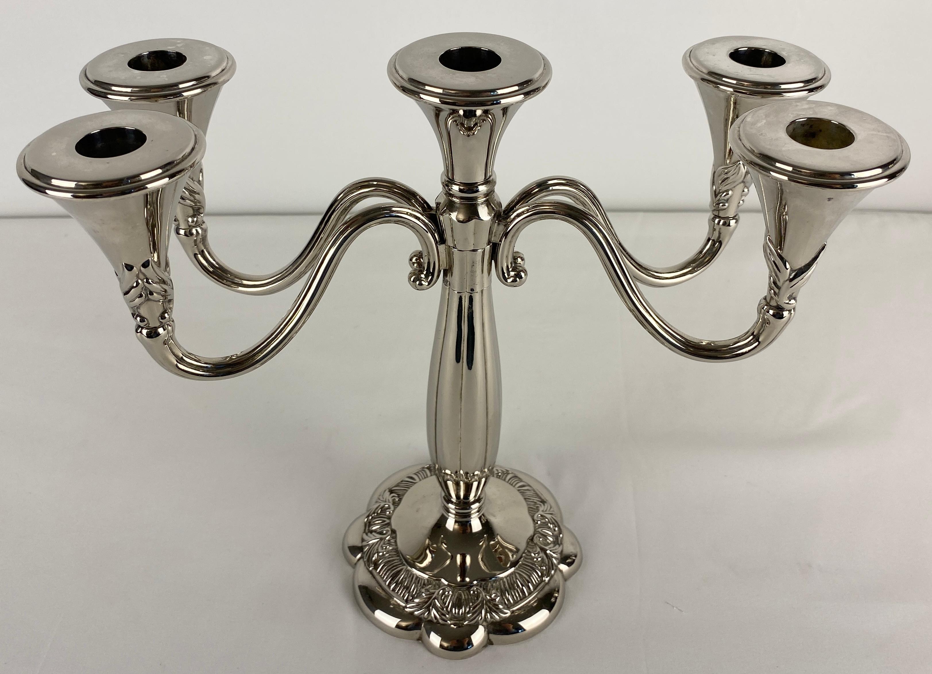 Pair of Art Deco Style Silver Plated Candelabras by Royal Gallery For Sale 3