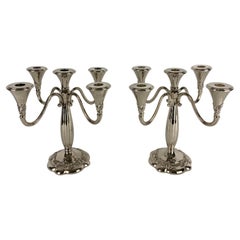 Pair of Art Deco Style Silver Plated Candelabras by Royal Gallery
