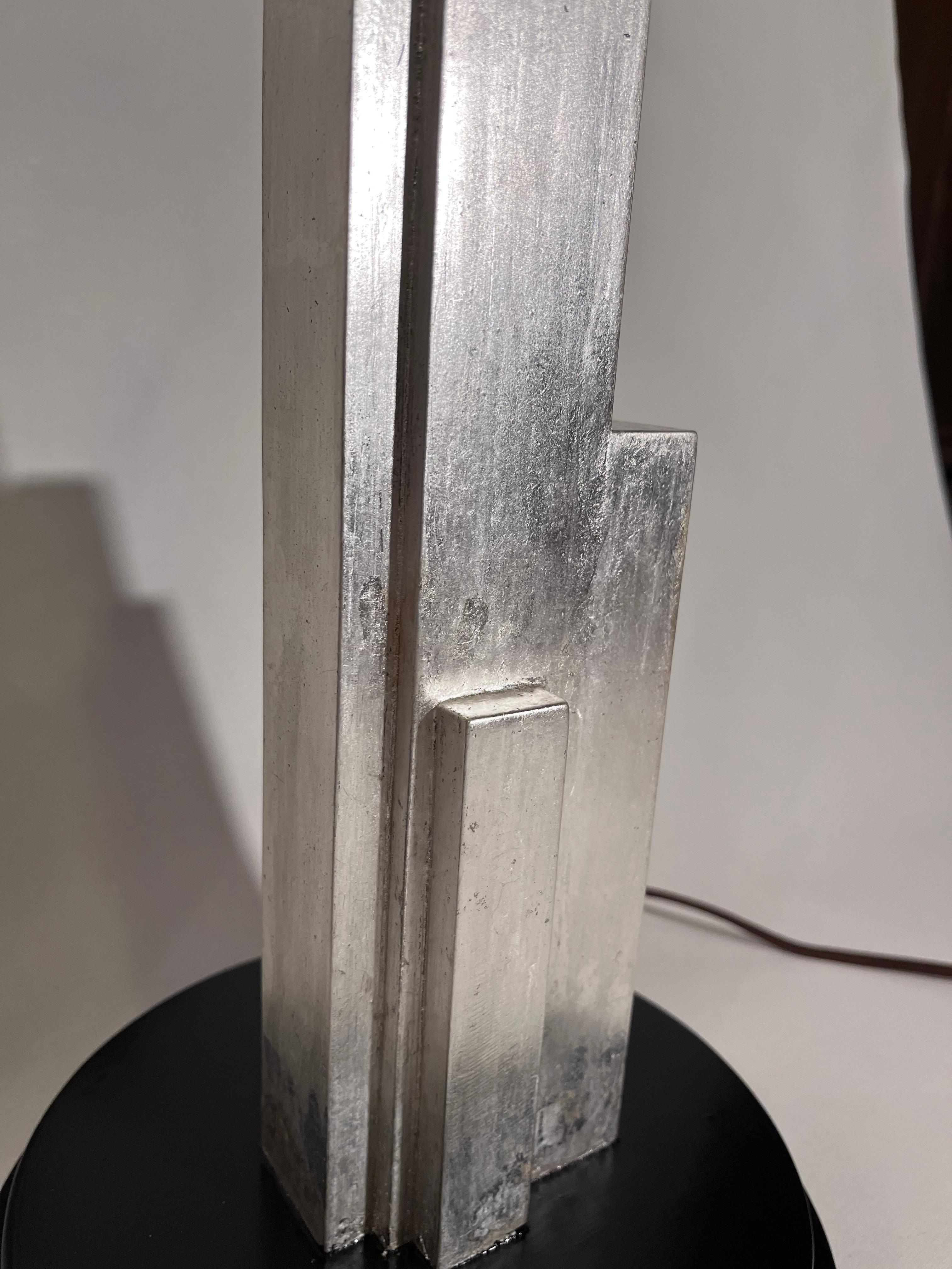 Pair of Art Deco Style Silver Skyscraper Lamps in the Manner of Donald Deskey For Sale 4