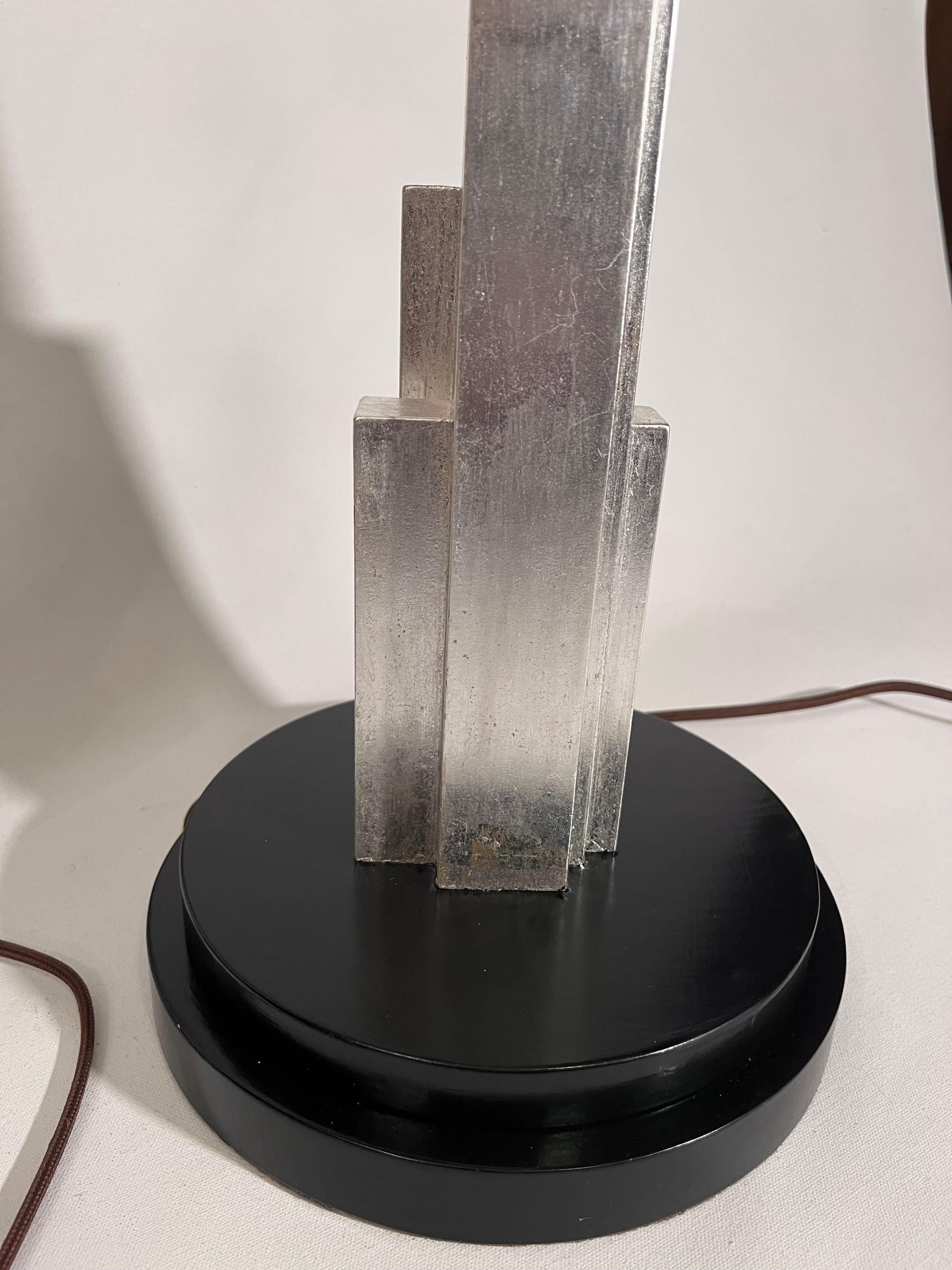 Pair of Art Deco Style Silver Skyscraper Lamps in the Manner of Donald Deskey For Sale 5