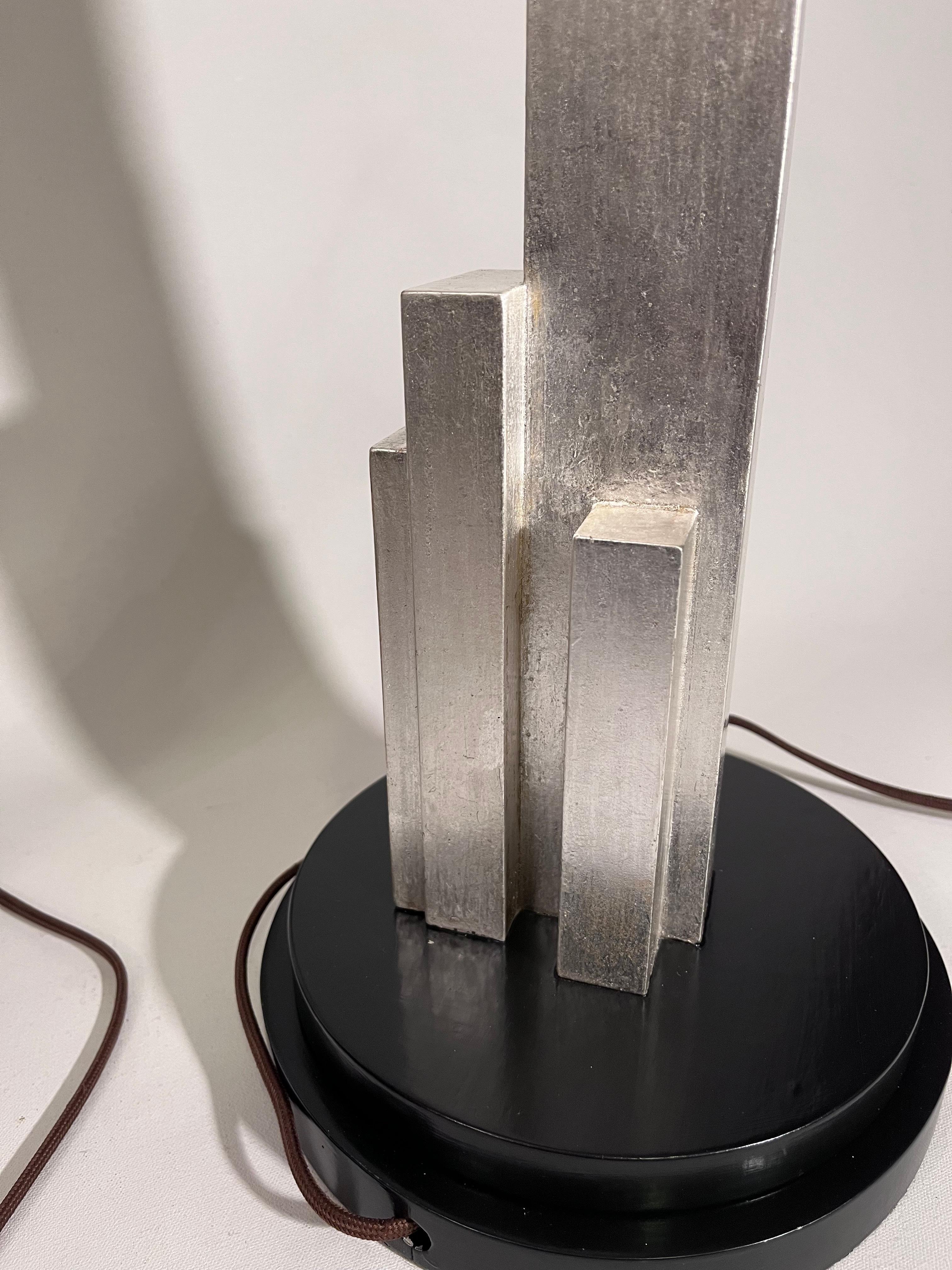 Pair of Art Deco Style Silver Skyscraper Lamps in the Manner of Donald Deskey For Sale 6