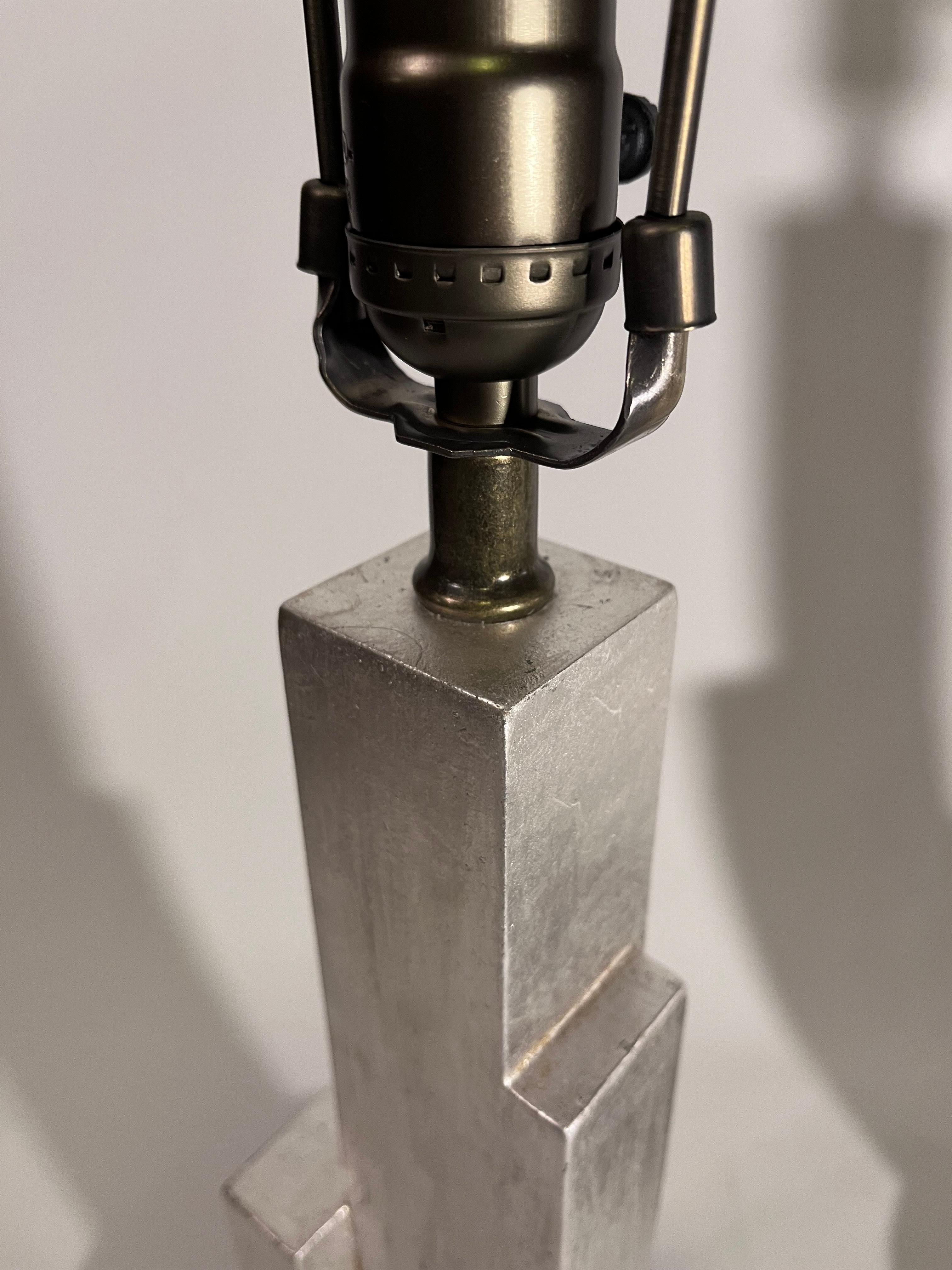 Pair of Art Deco Style Silver Skyscraper Lamps in the Manner of Donald Deskey For Sale 8