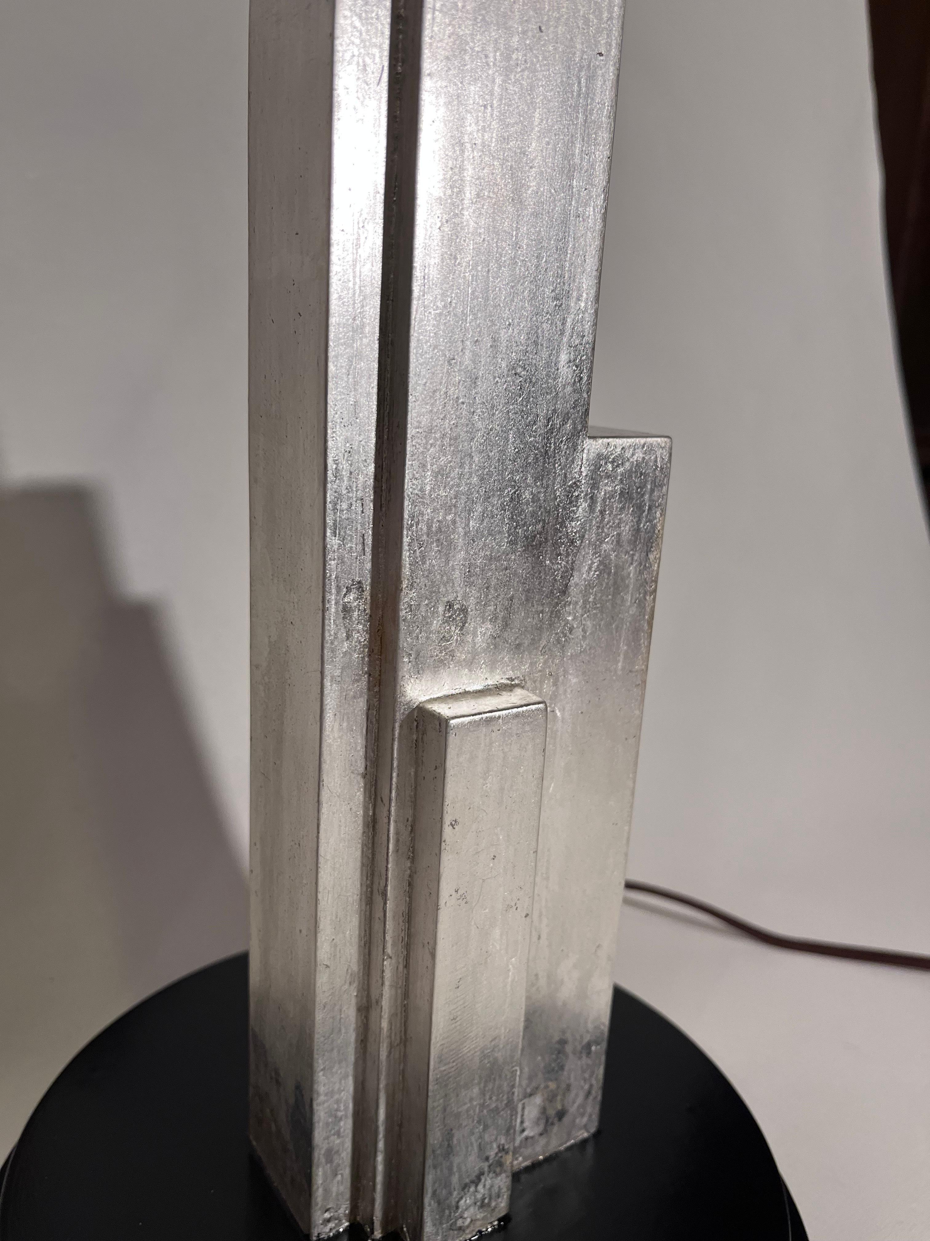 Pair of Art Deco Style Silver Skyscraper Lamps in the Manner of Donald Deskey For Sale 3