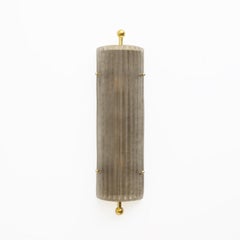 Pair of Art Deco Style Smoked Murano Glass and Brass Sconces