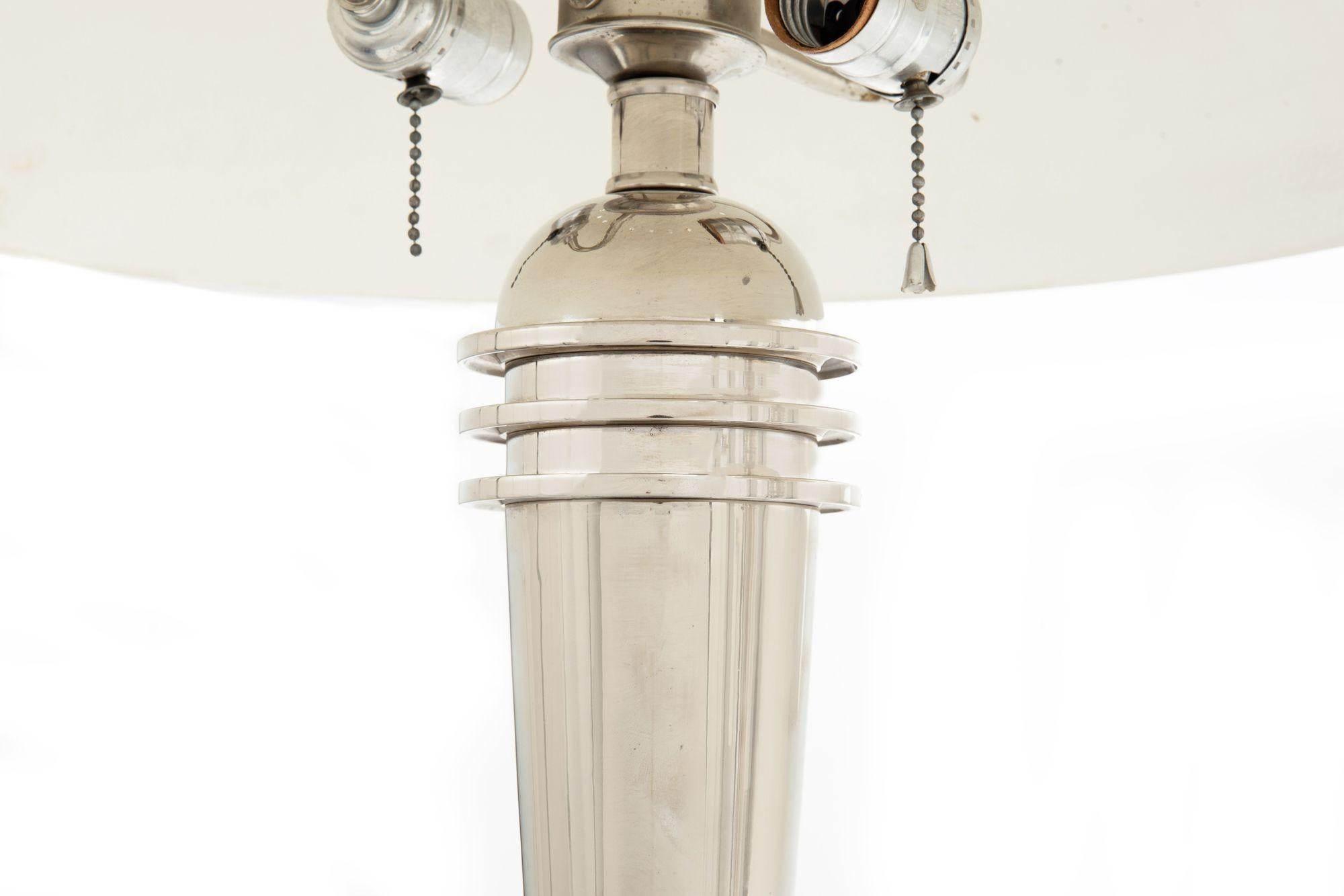 Pair of Art Deco Style Streamline Chrome Vintage Table Lamps For Sale 7