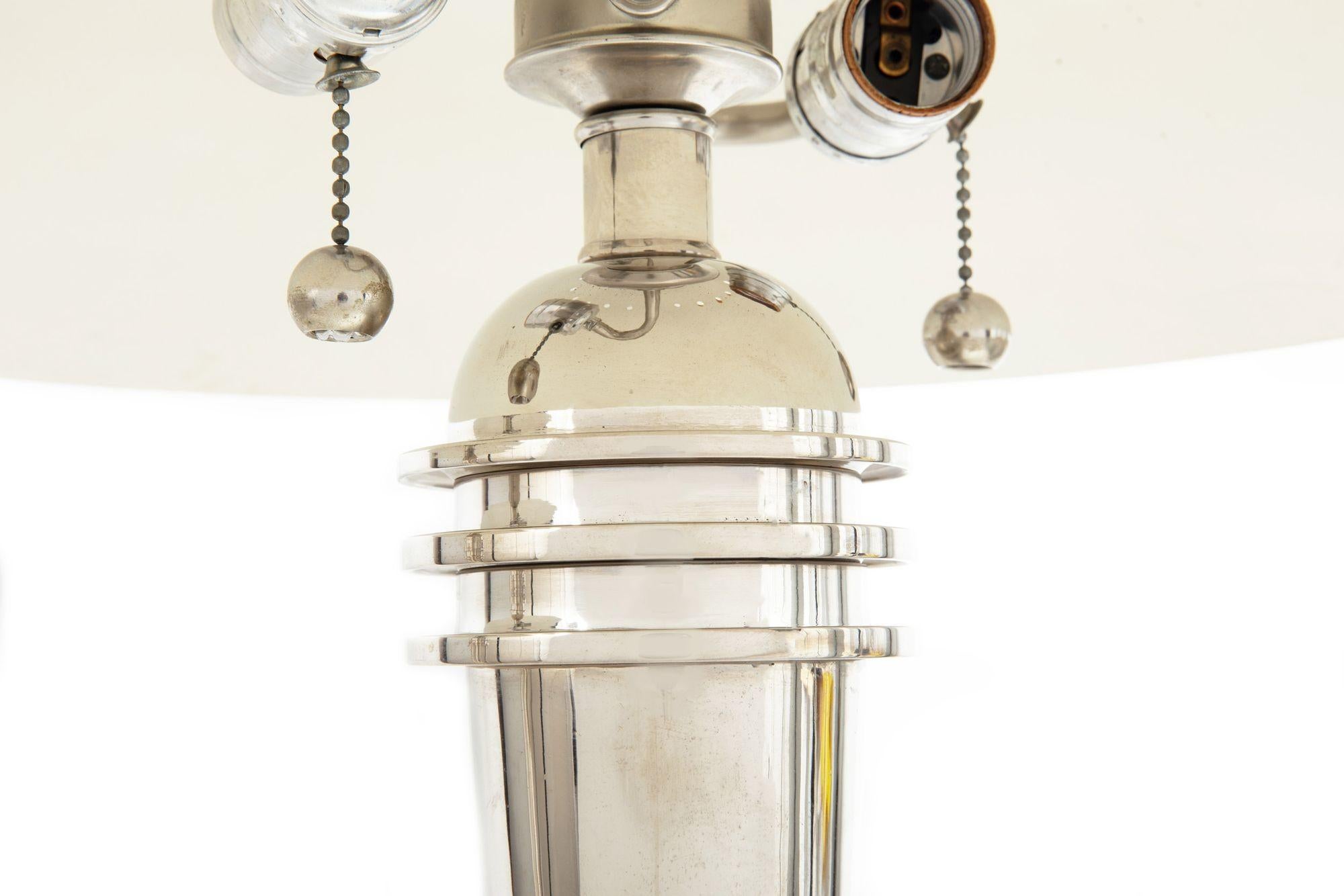 Pair of Art Deco Style Streamline Chrome Vintage Table Lamps For Sale 1