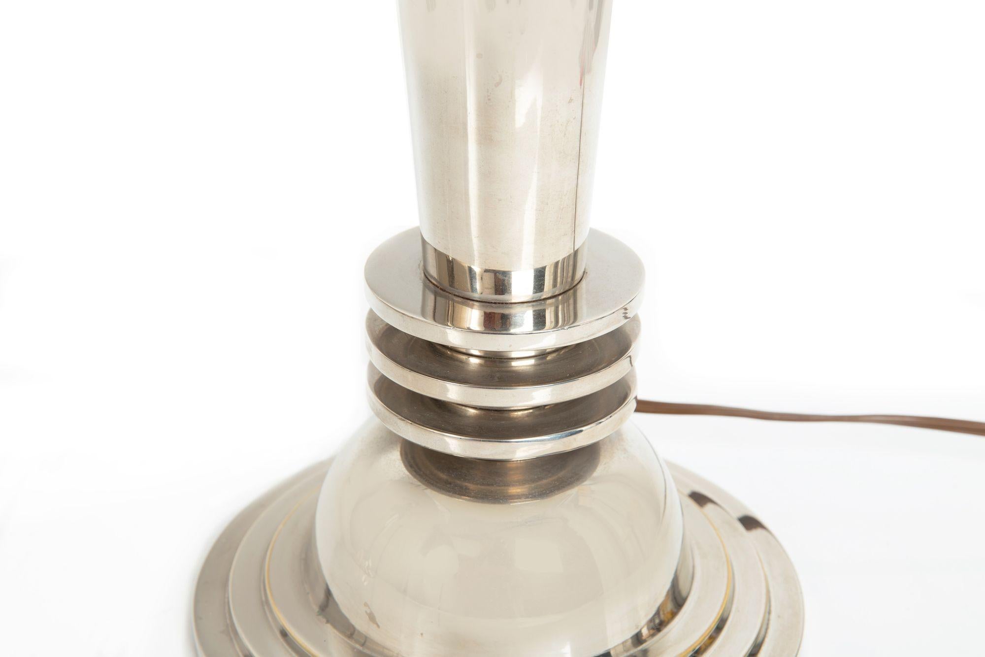 Pair of Art Deco Style Streamline Chrome Vintage Table Lamps For Sale 5