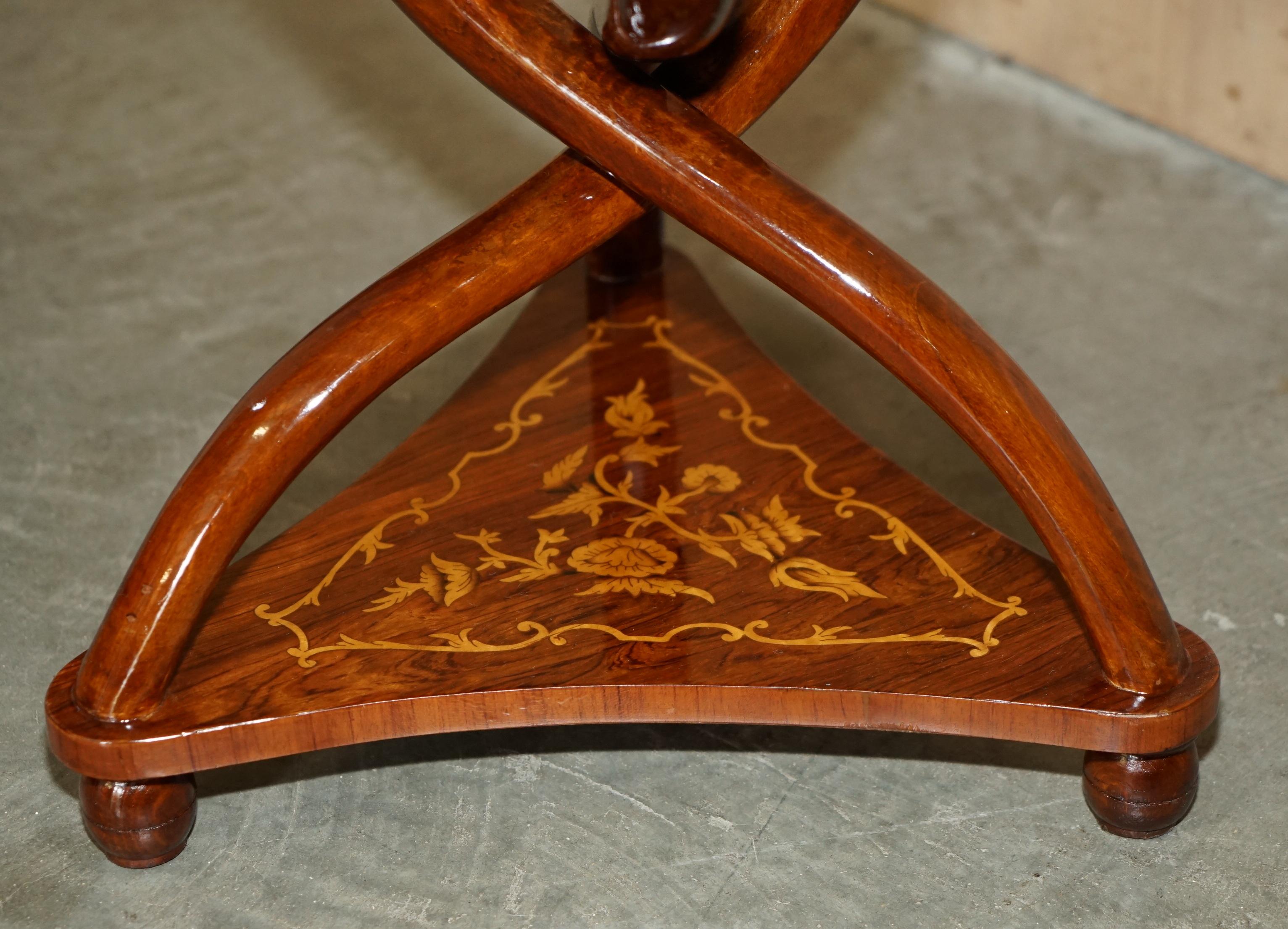 PAIR OF ART DECO STYLE SYCAMORE WOOD & WALNUT INLAID PEDESTAL SIDE END TABLEs For Sale 4