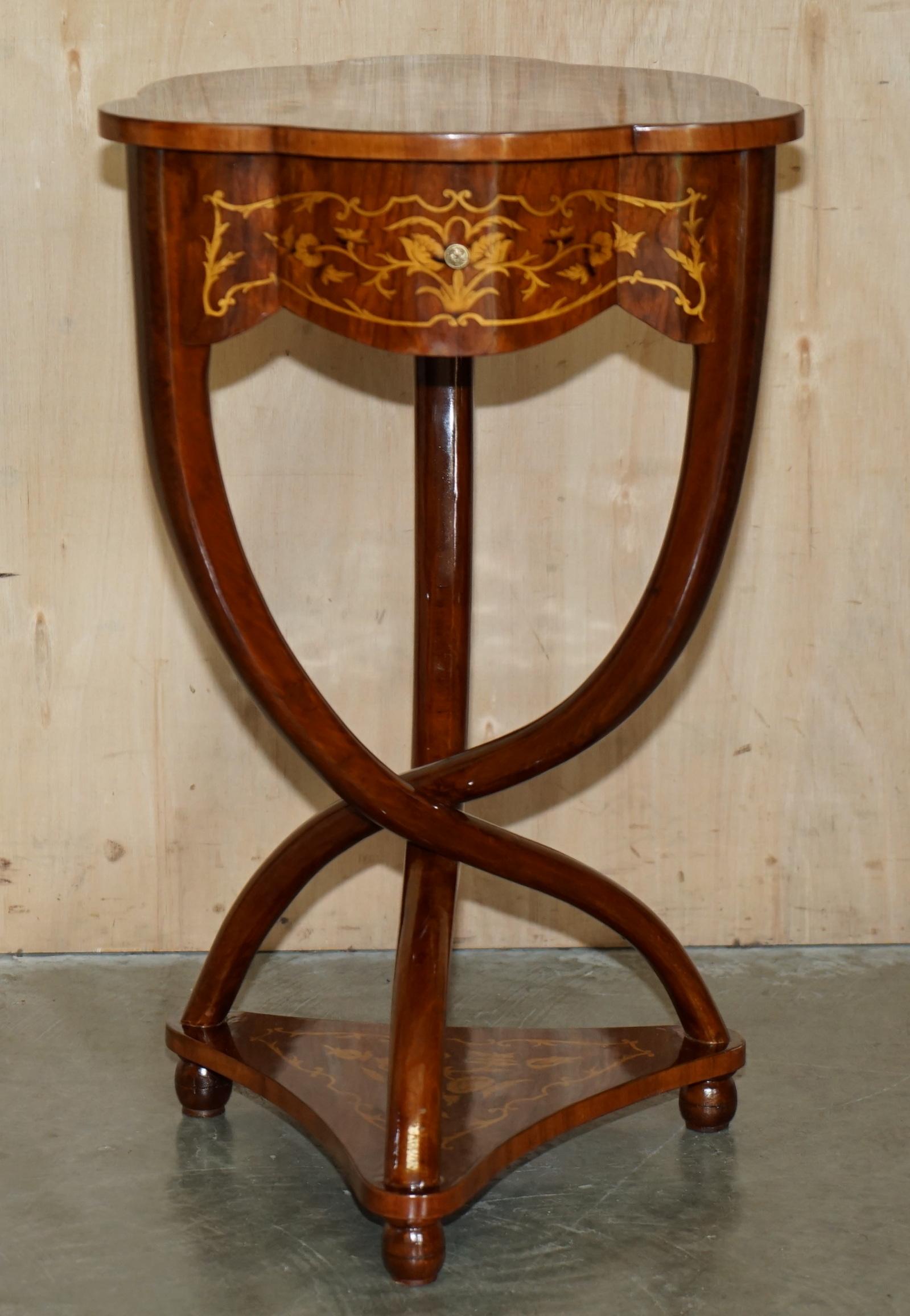 Art Deco PAIR OF ART DECO STYLE SYCAMORE WOOD & WALNUT INLAID PEDESTAL SIDE END TABLEs For Sale