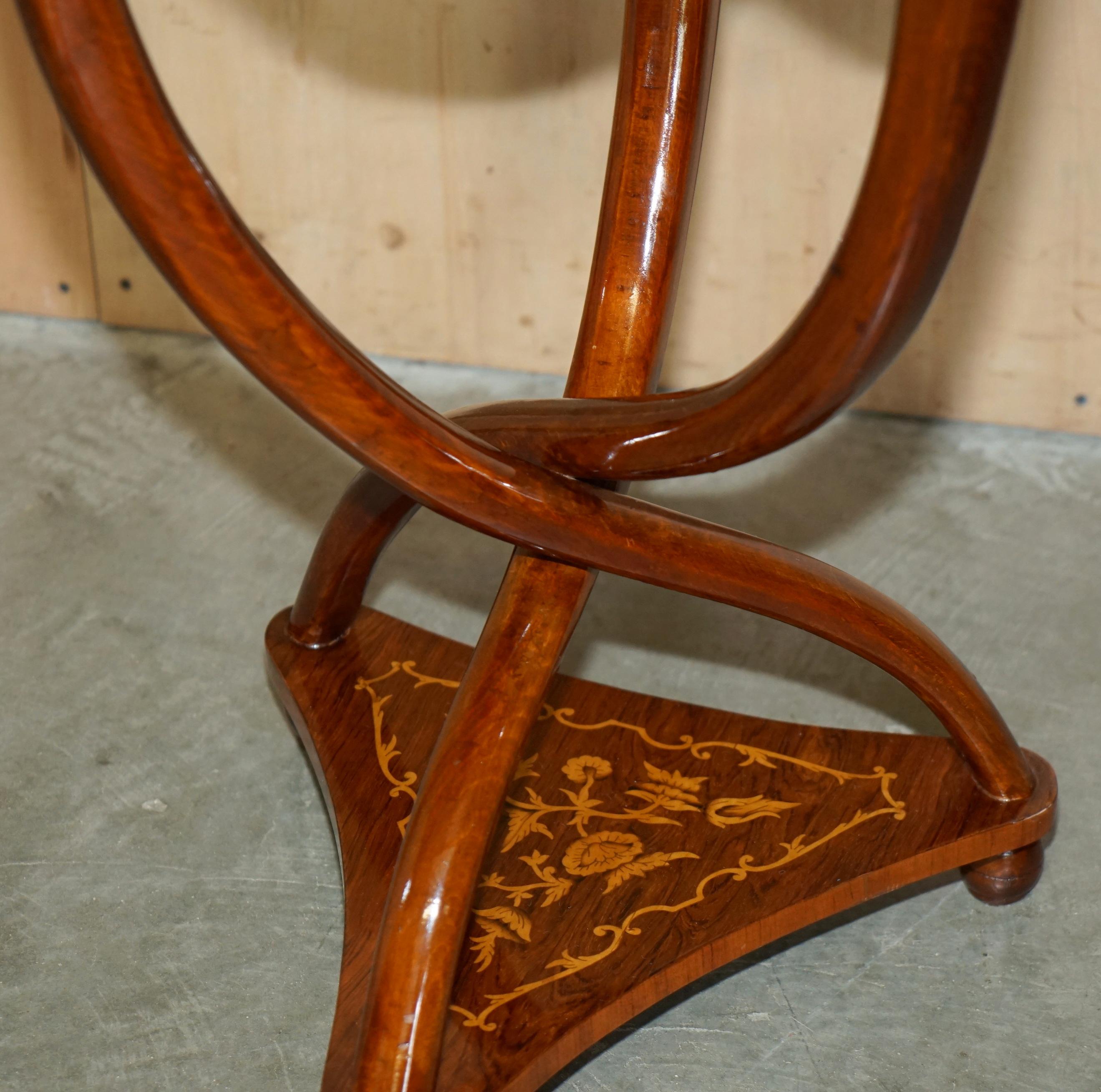 PAIR OF ART DECO STYLE SYCAMORE WOOD & WALNUT INLAID PEDESTAL SIDE END TABLEs For Sale 3