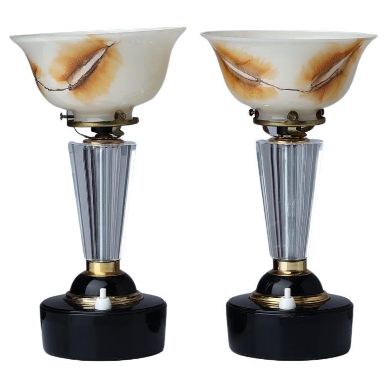 Pair of Art Deco Style Table Lamps, Germany, Late 20th Century For Sale
