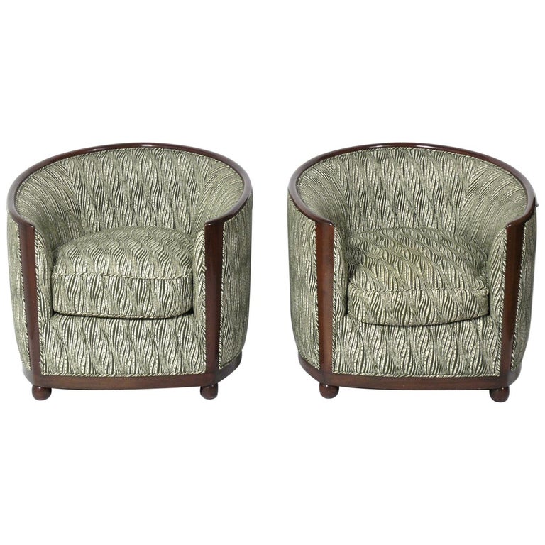 Pair of Art Deco Style Tub Chairs For Sale at 1stDibs