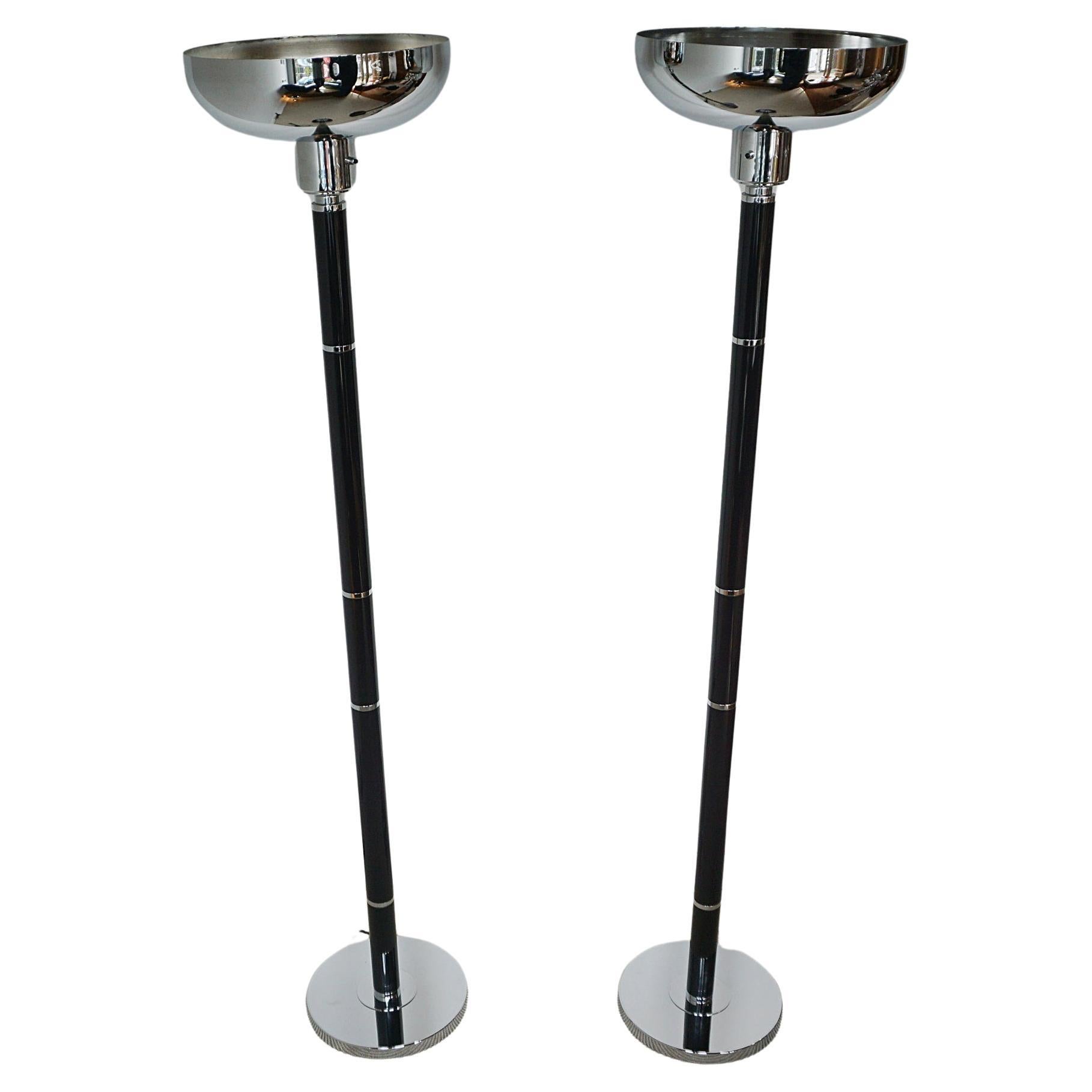 Pair of Art Deco Style Uplighter Floor Lamps  For Sale