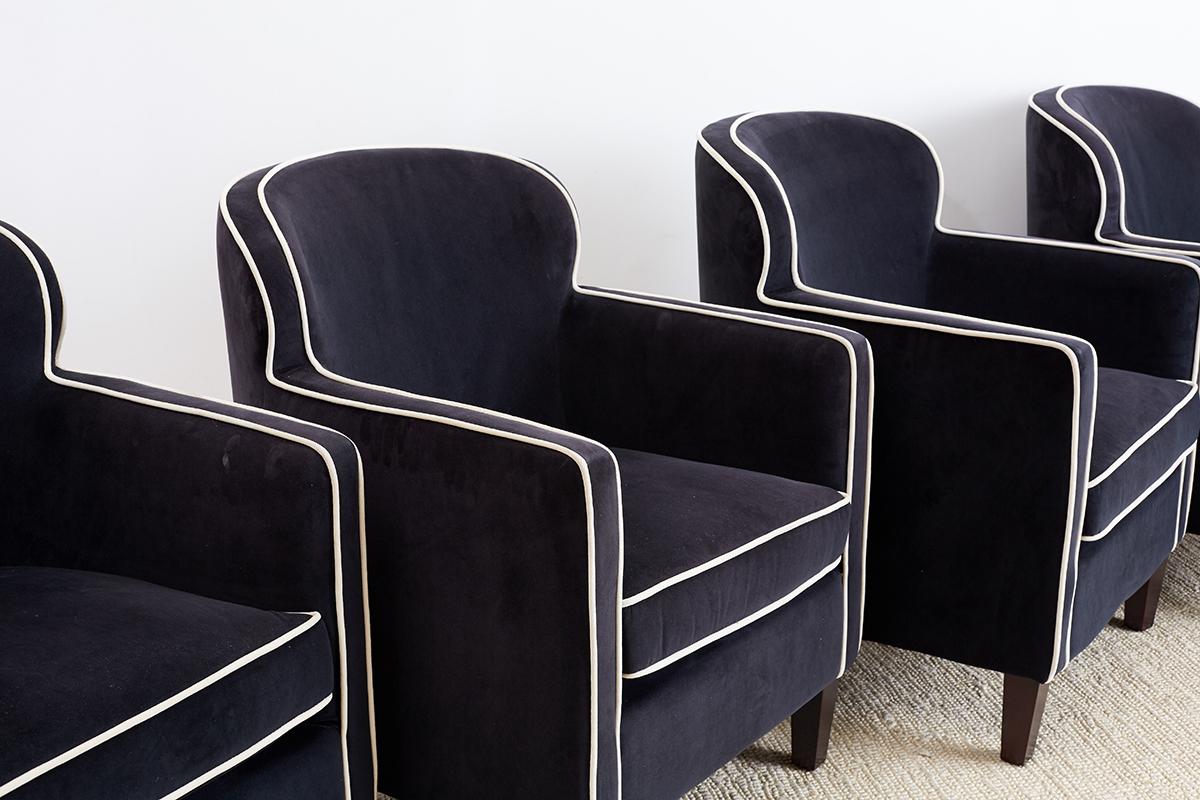 20th Century Pair of Art Deco Style Velvet Club Chairs