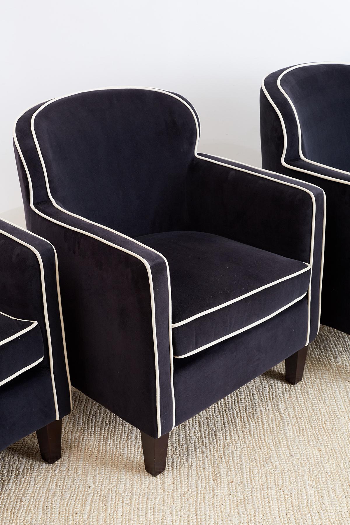 Pair of Art Deco Style Velvet Club Chairs 1