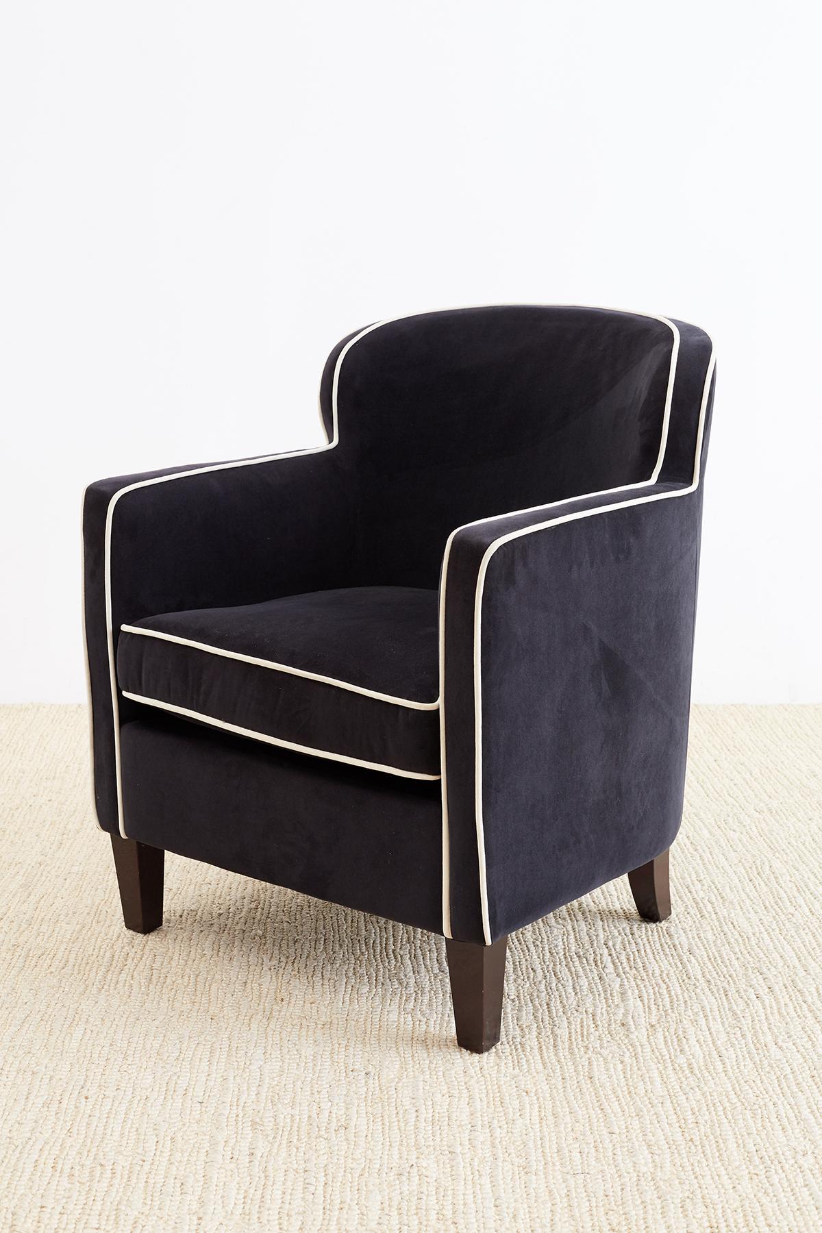 Pair of Art Deco Style Velvet Club Chairs 2