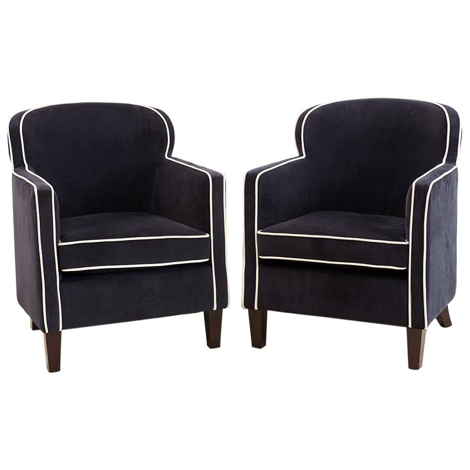 Pair of Art Deco Style Velvet Club Chairs