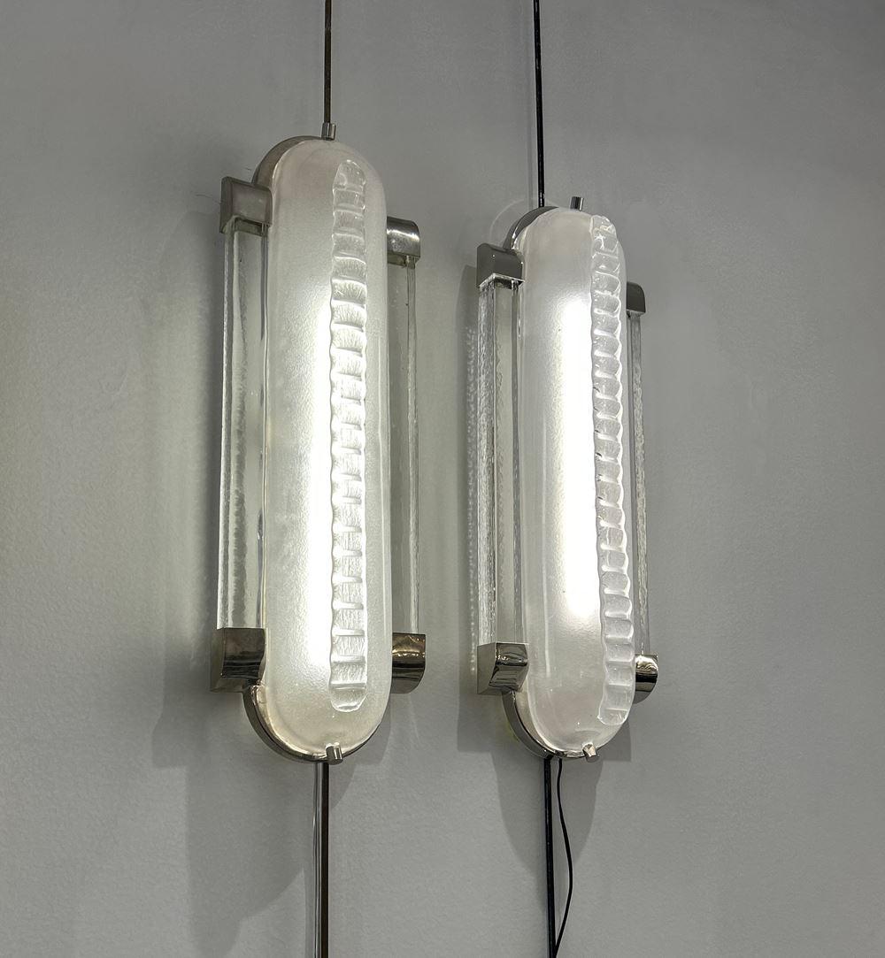 Vetro di Murano Coppia di lampade da parete in stile Art Déco in vendita