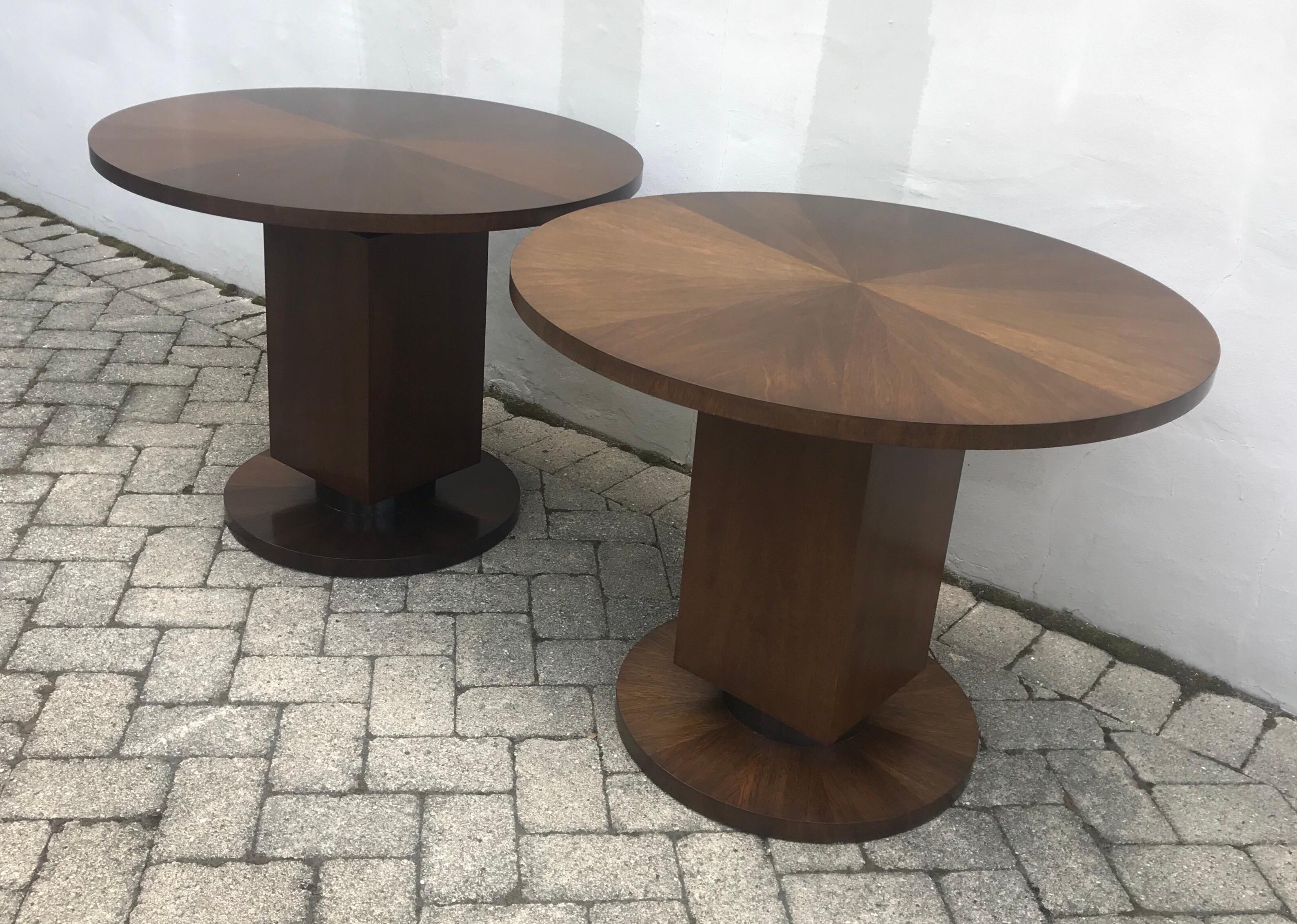 Pair of Art Deco Style Walnut Round Side Tables  5