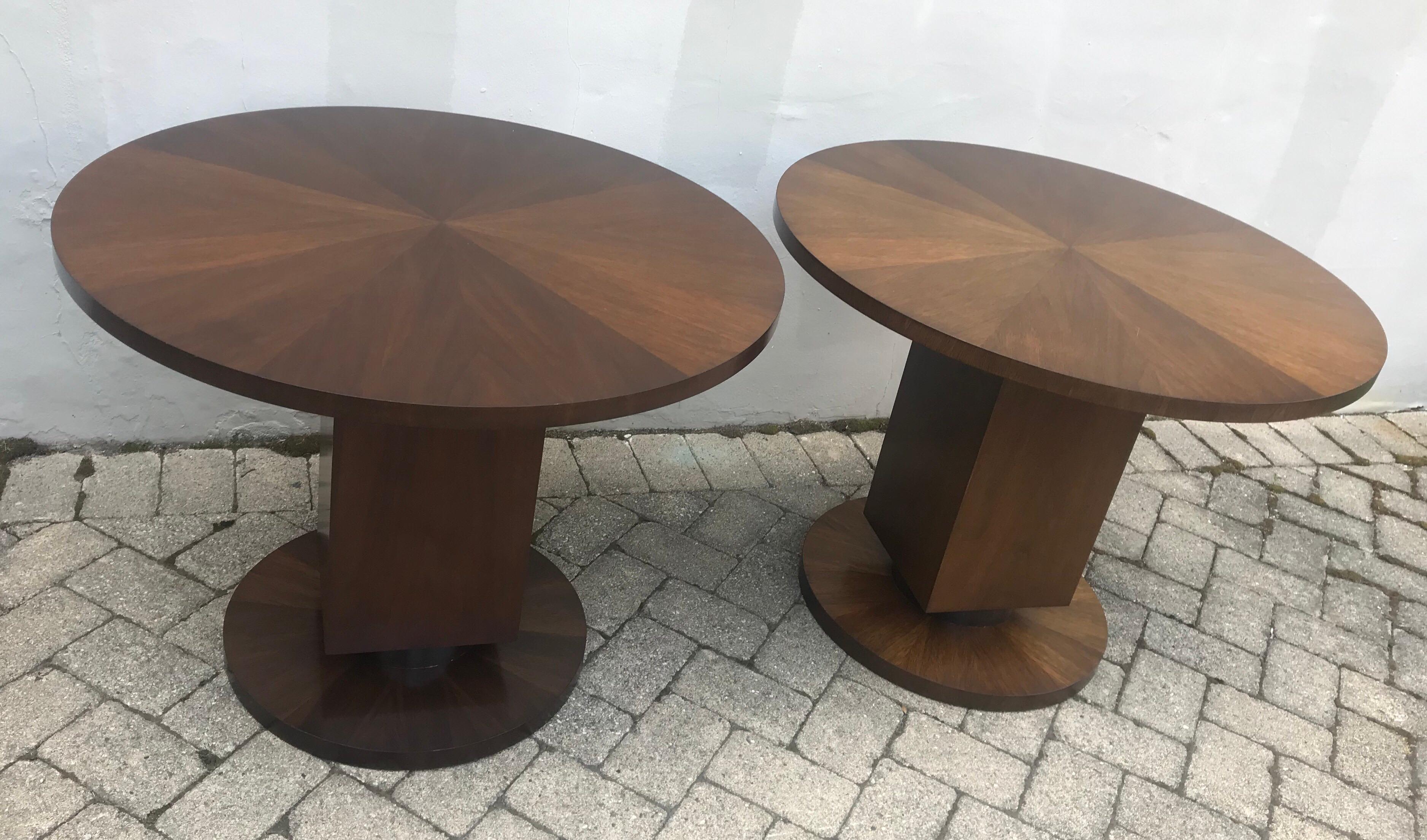 Pair of Art Deco Style Walnut Round Side Tables  6