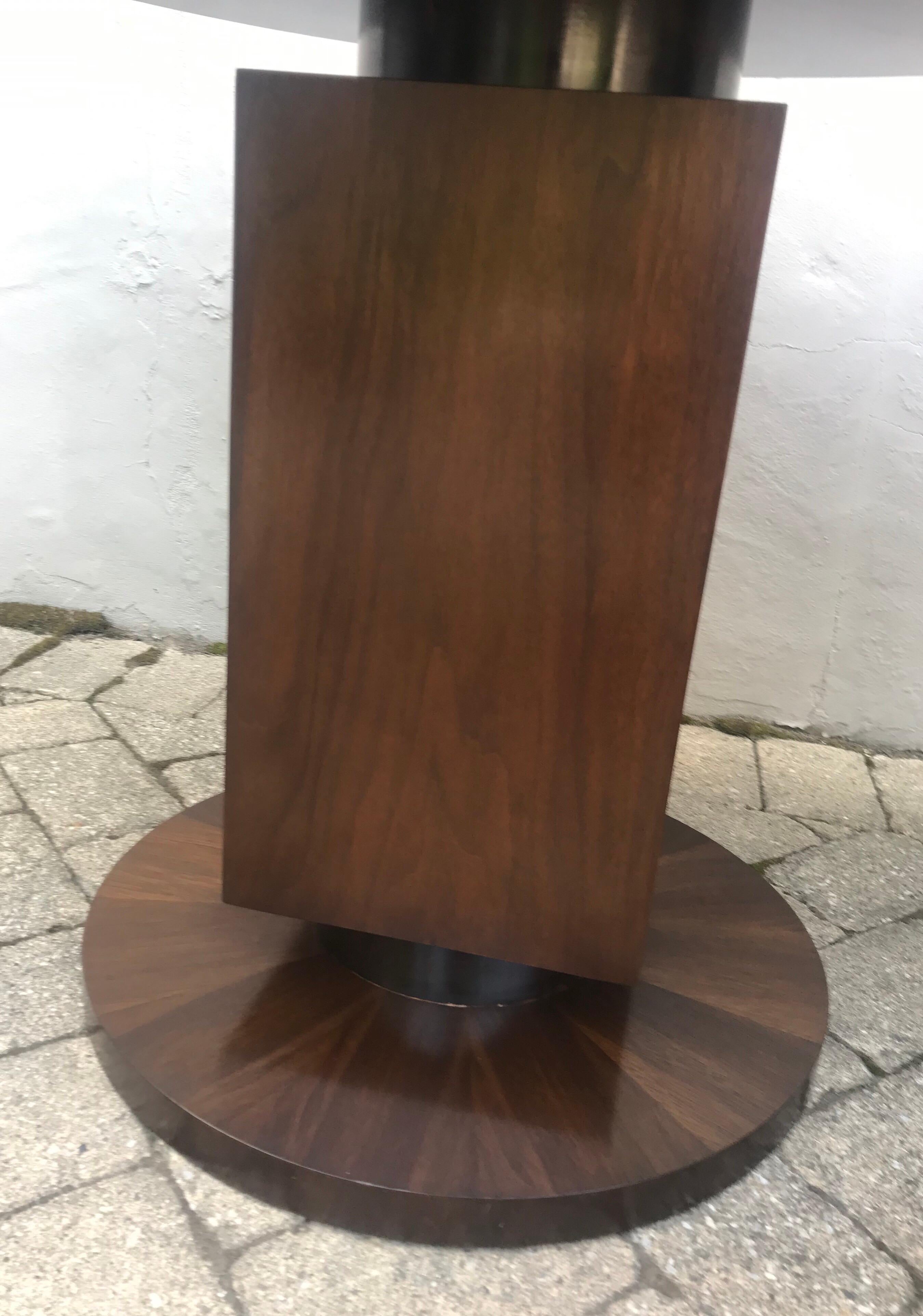 Pair of Art Deco Style Walnut Round Side Tables  1