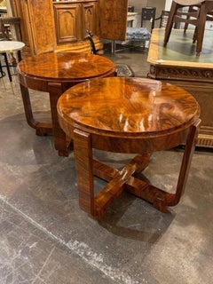 Pair of Art Deco Style Walnut Side Tables