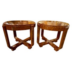 Pair of Art Deco Style Walnut Side Tables