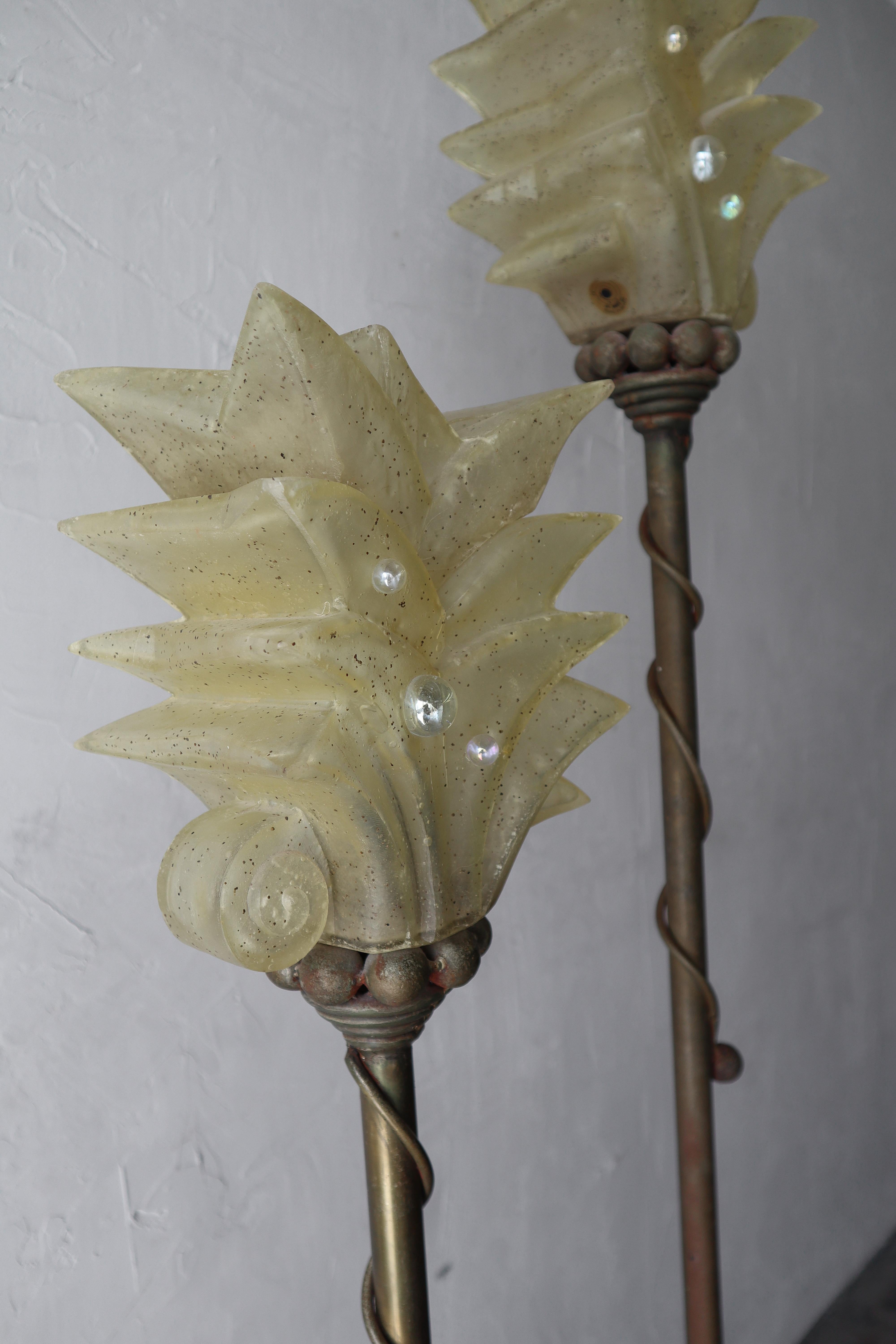 Acciaio Coppia di lampade in stile Art Déco di Carlos De Anda in vendita