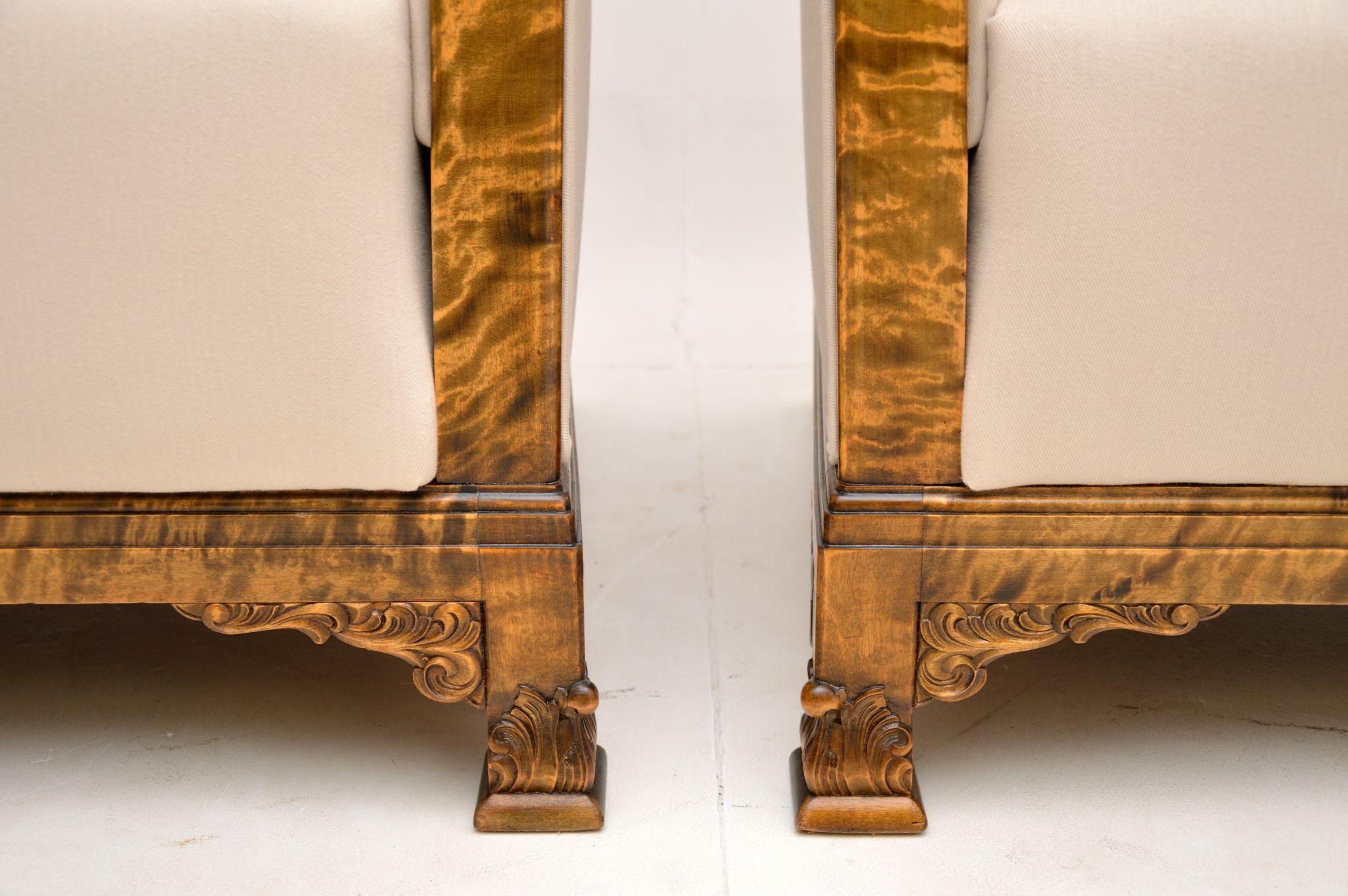 Pair of Art Deco Swedish Satin Birch Armchairs For Sale 3