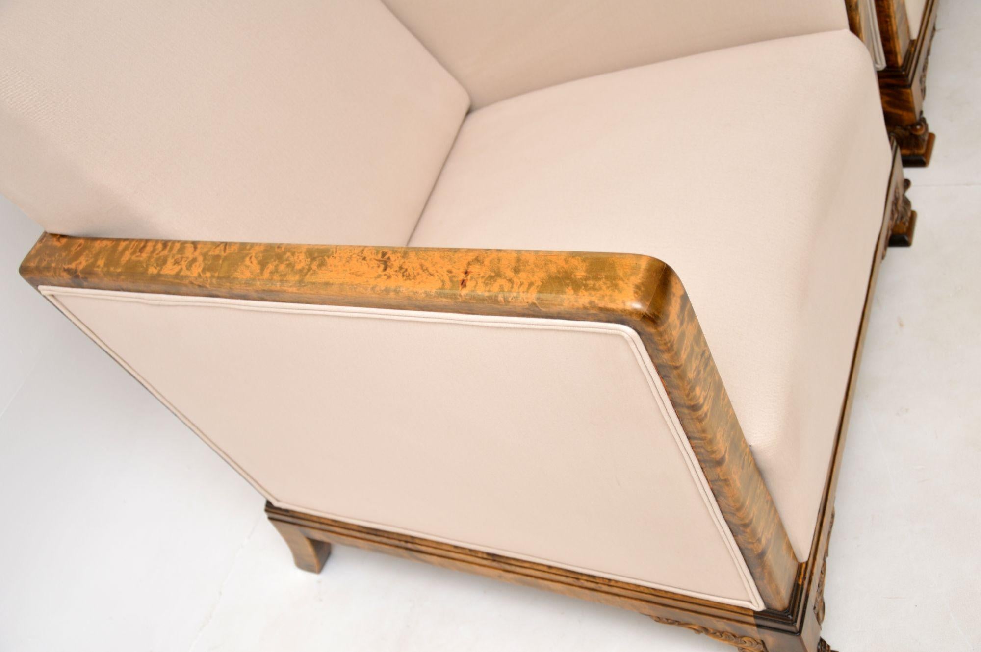 Pair of Art Deco Swedish Satin Birch Armchairs For Sale 1
