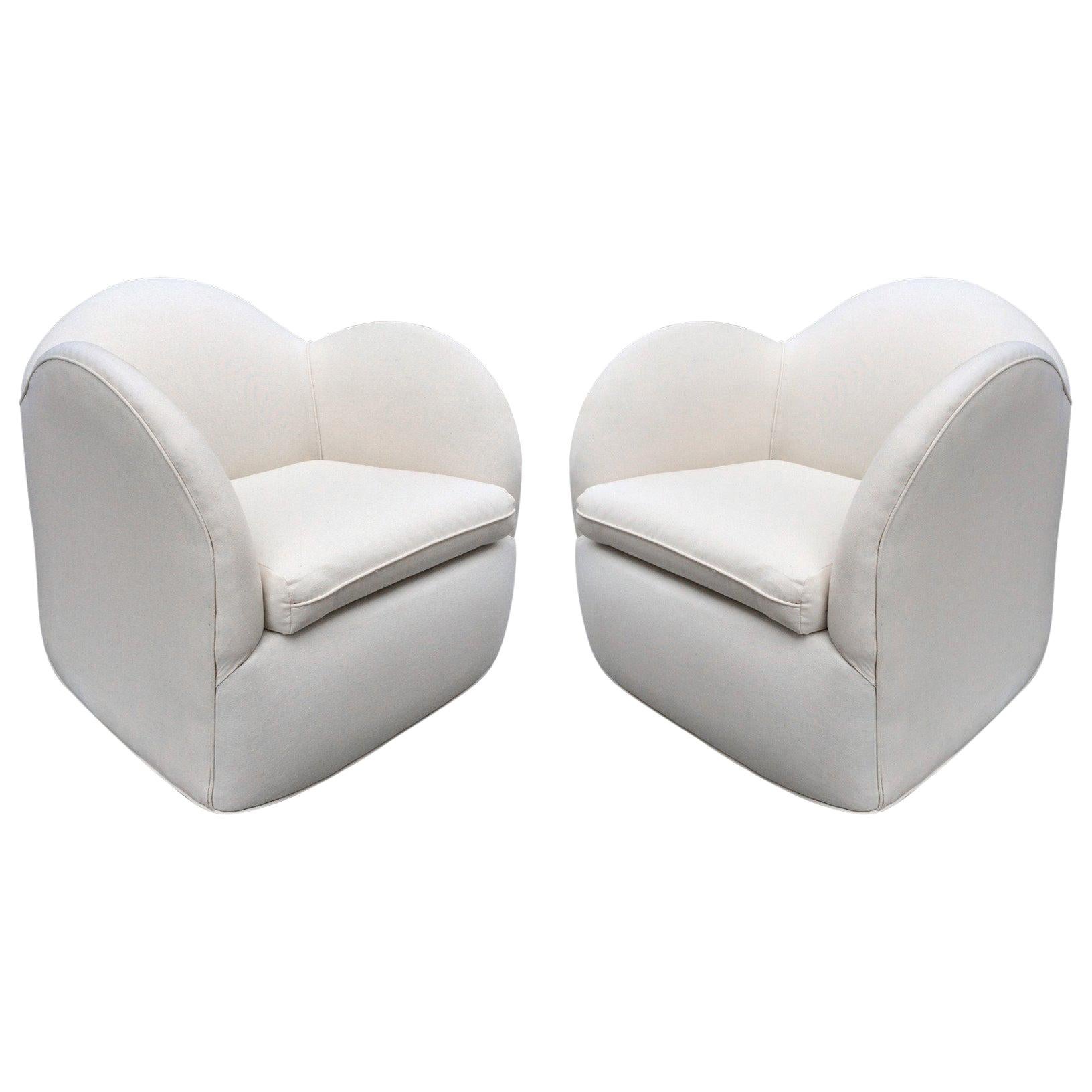 Pair of Art Deco Swivel Cloud Lounge Chairs For Sale