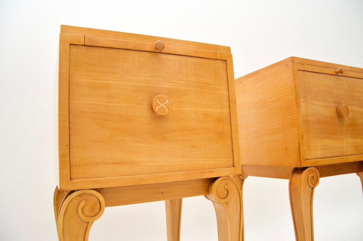 Pair of Art Deco Sycamore Bedside Cabinets by Hille 5