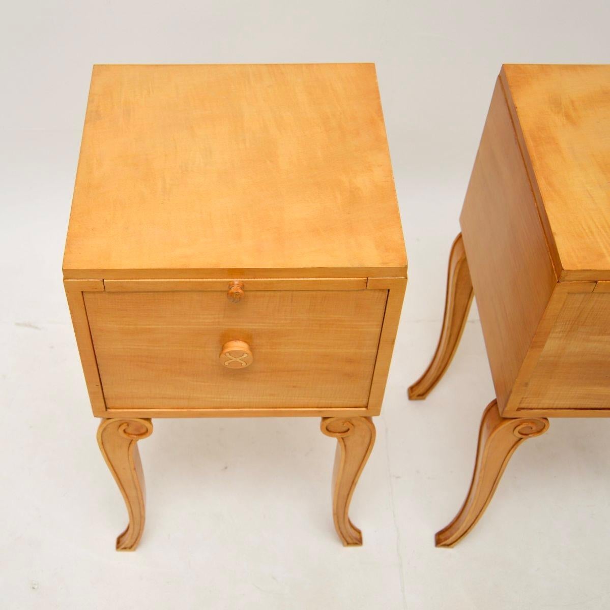 Pair of Art Deco Sycamore Bedside Cabinets by Hille 3