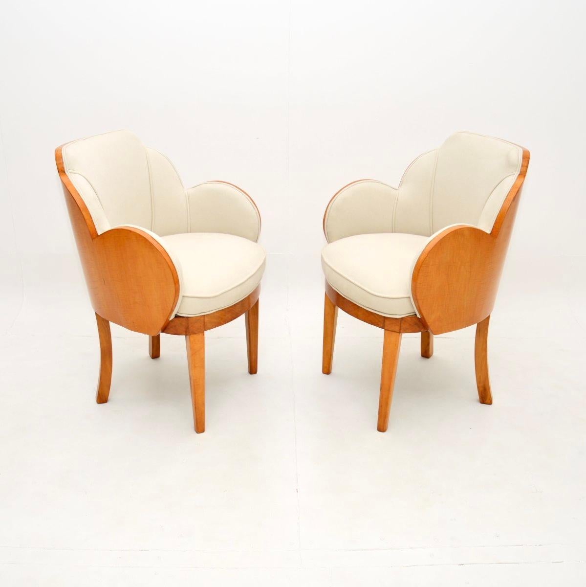 Art déco Paire de fauteuils Art Déco en sycomore à dossier nuageux par Epstein en vente
