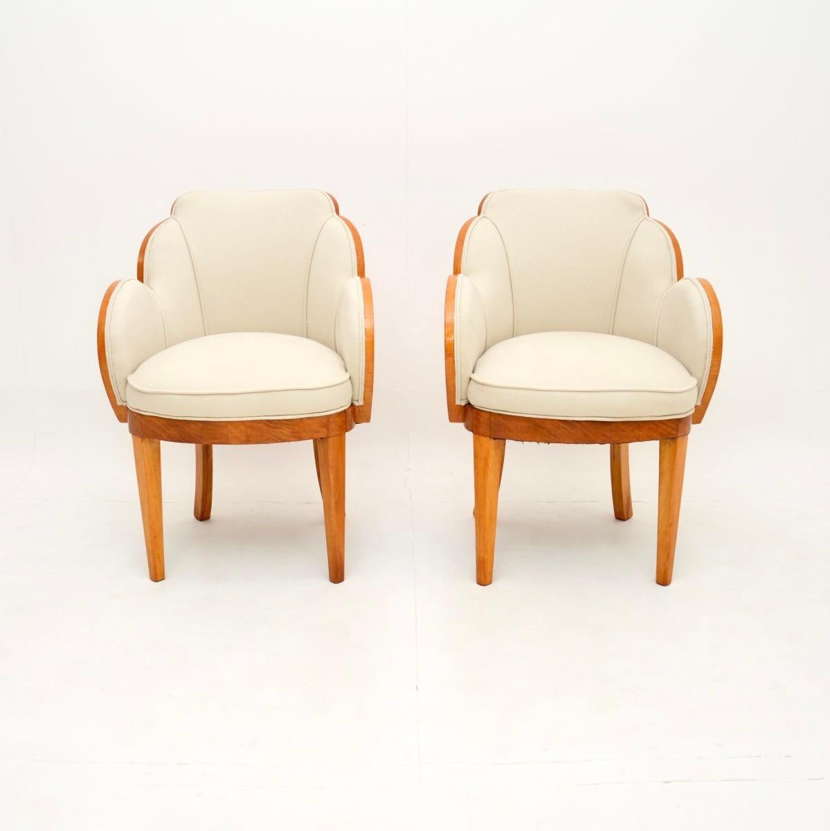 Paire de fauteuils Art Déco en sycomore à dossier nuageux par Epstein Bon état - En vente à London, GB