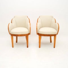 Paire de fauteuils Art Déco en sycomore à dossier nuageux par Epstein