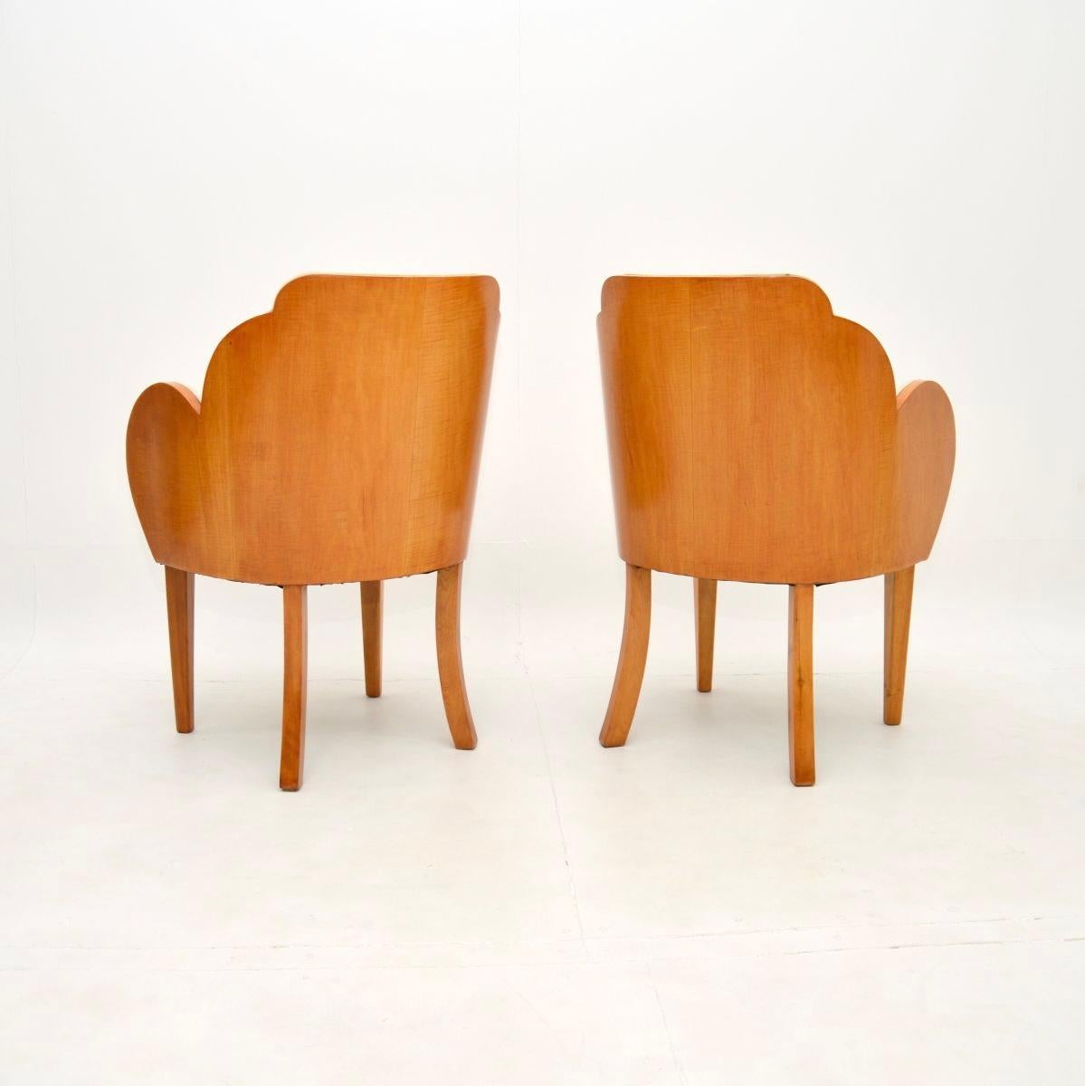 Coton Paire de fauteuils Art Déco en sycomore à dossier nuageux par Epstein en vente