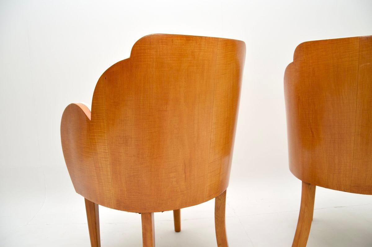 Paire de fauteuils Art Déco en sycomore à dossier nuageux par Epstein en vente 1