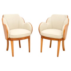 Pair of Art Deco Sycamore Cloud Back Armchairs by Epstein