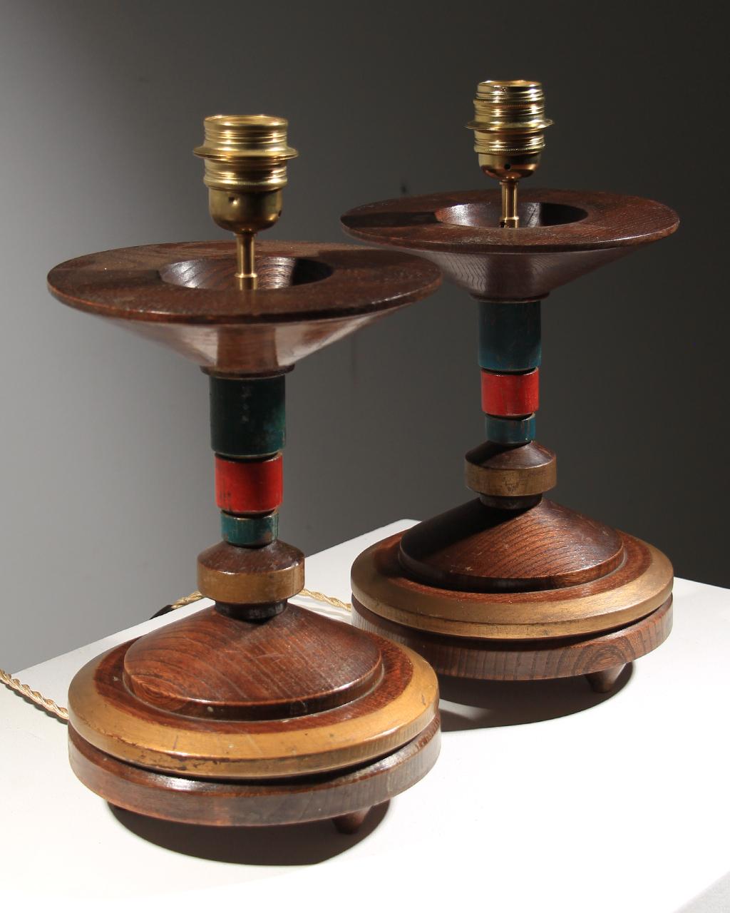 Belgian Pair of Art Deco Table Lamp 1930 For Sale