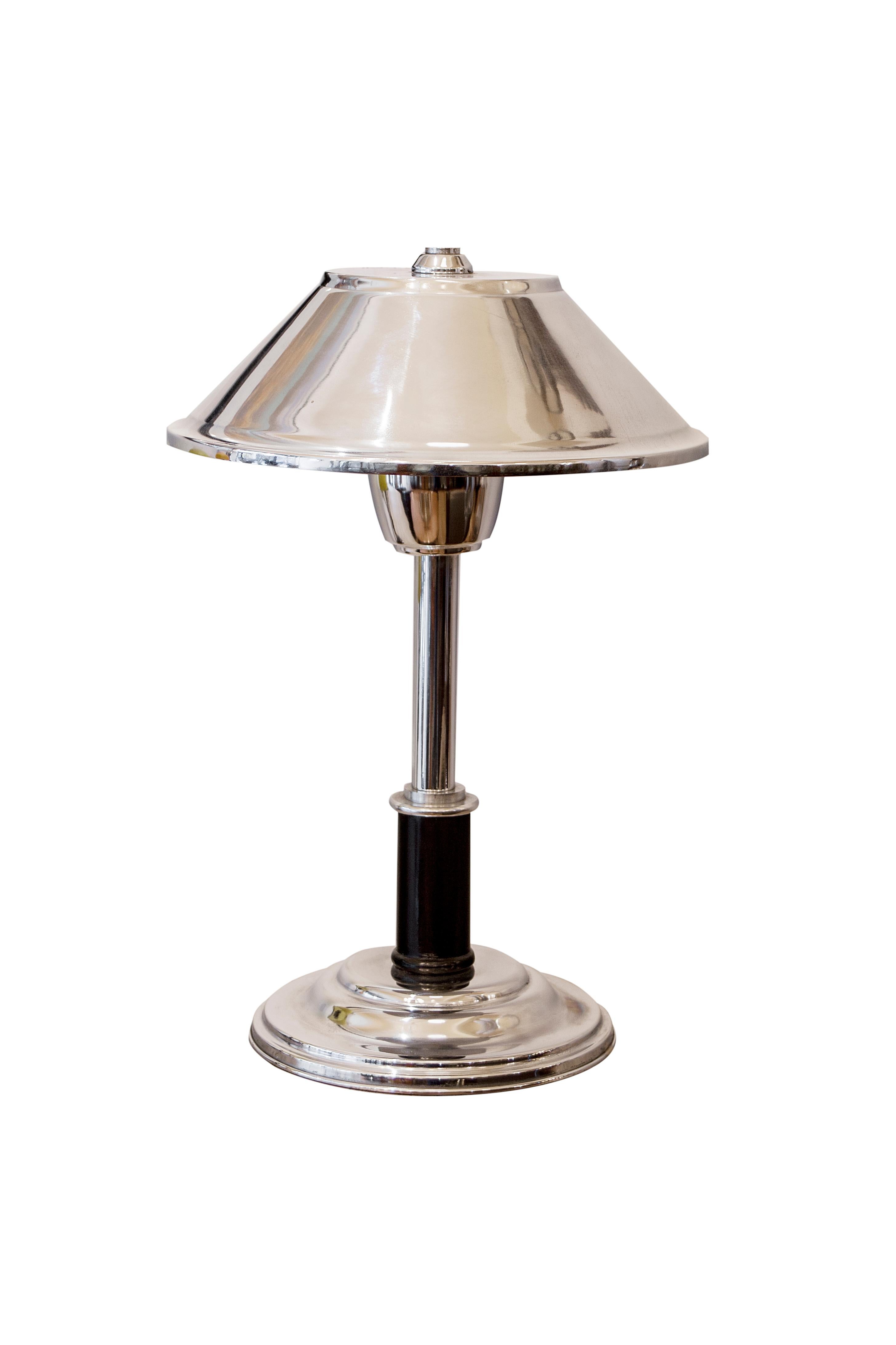 Pair of Art Deco Table Lamp in wood and chrome, 1930 For Sale 11